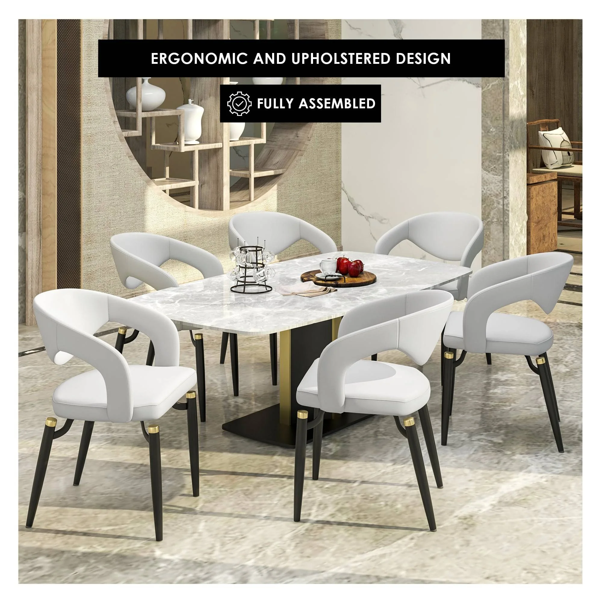Entice Collection Modern Dining Chair Set of 2 in White