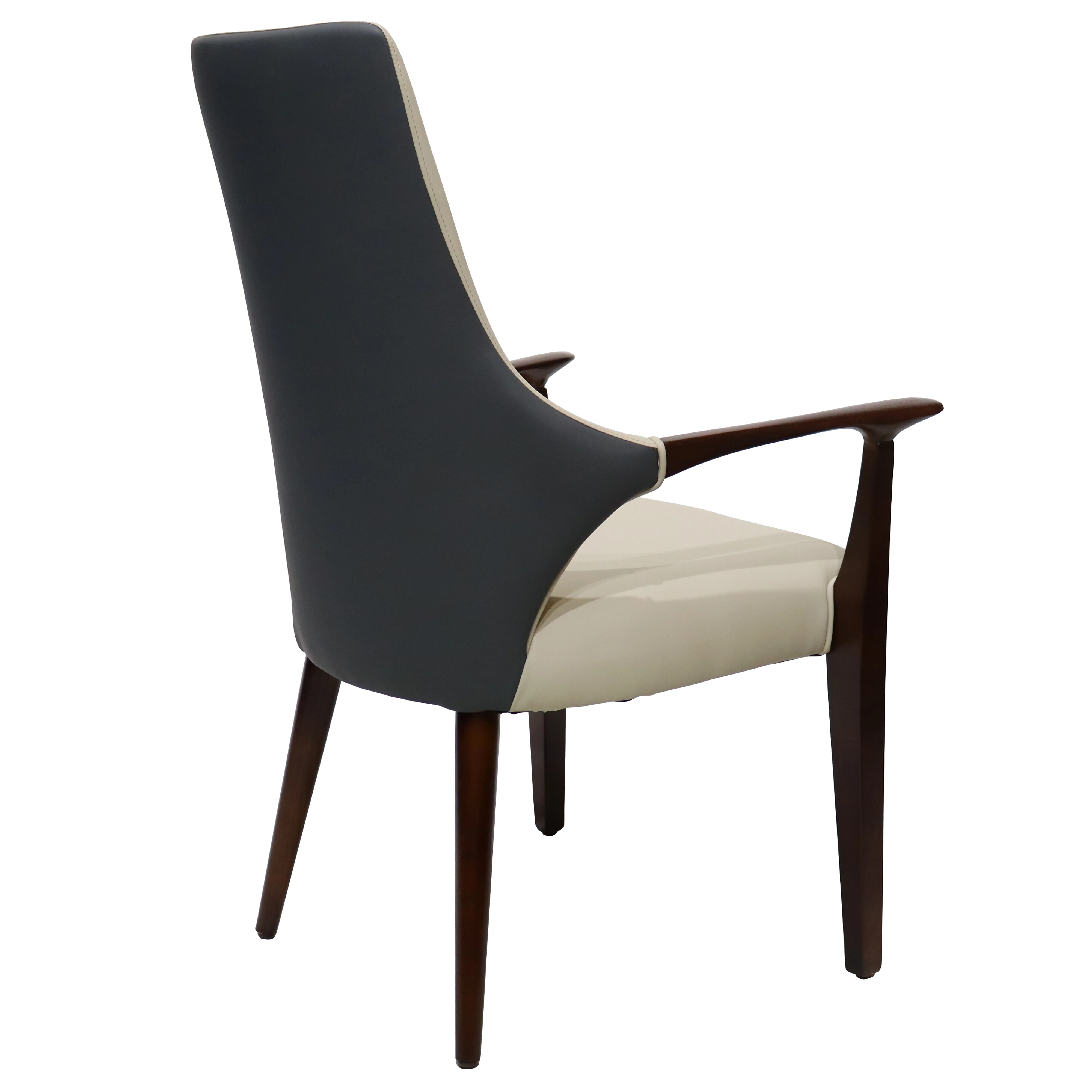 Elm Collection Modern Wooden Dining Arm Chair In Grey