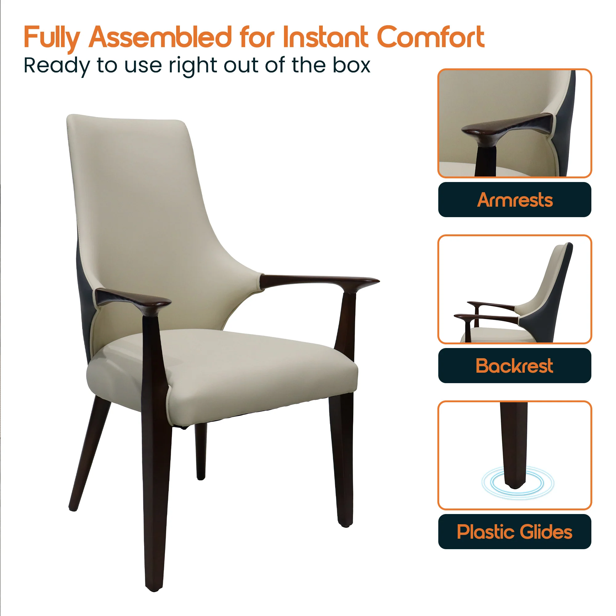 Elm Collection Modern Wooden Dining Arm Chair In Grey