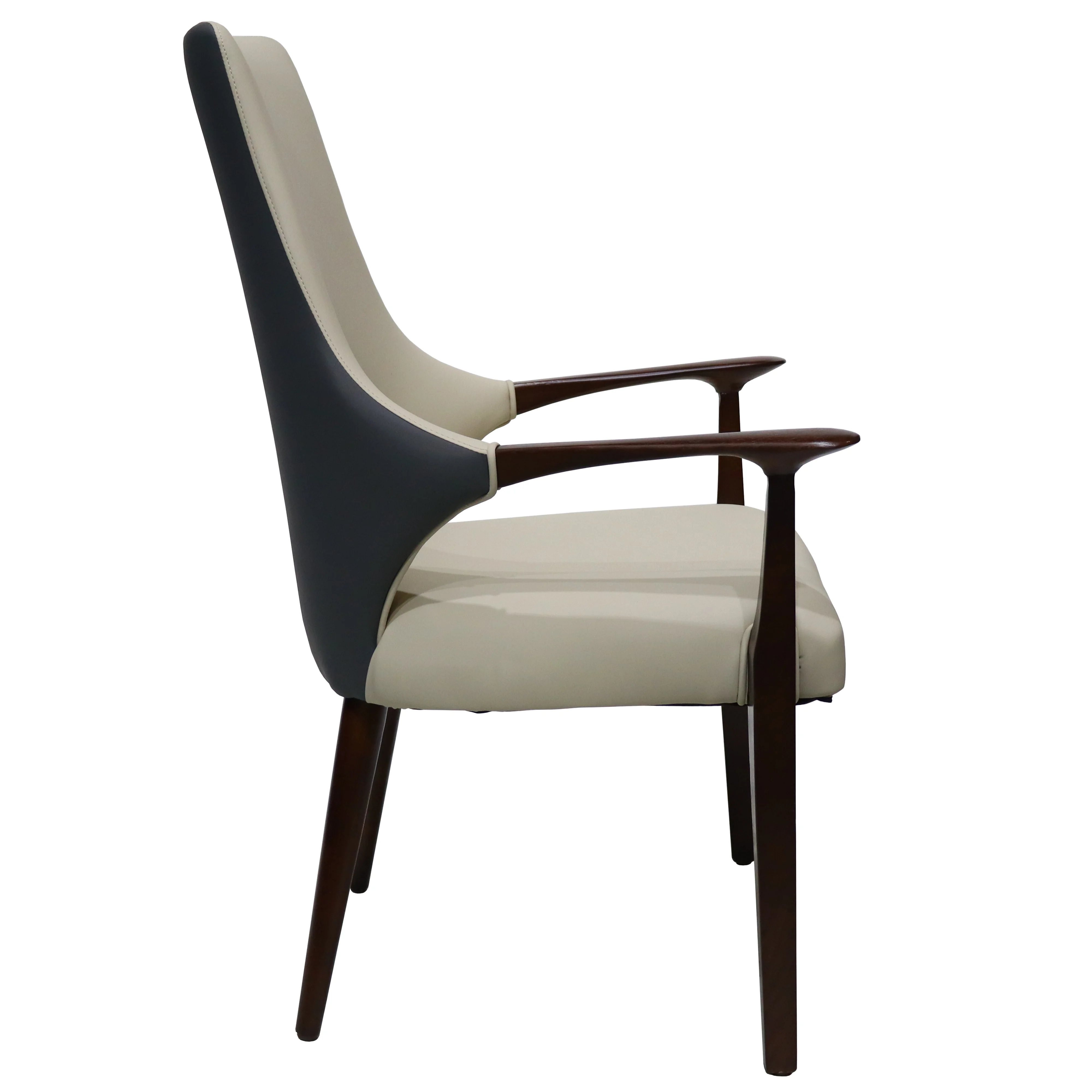 Elm Collection Modern Wooden Dining Arm Chair In Grey - Set of 2