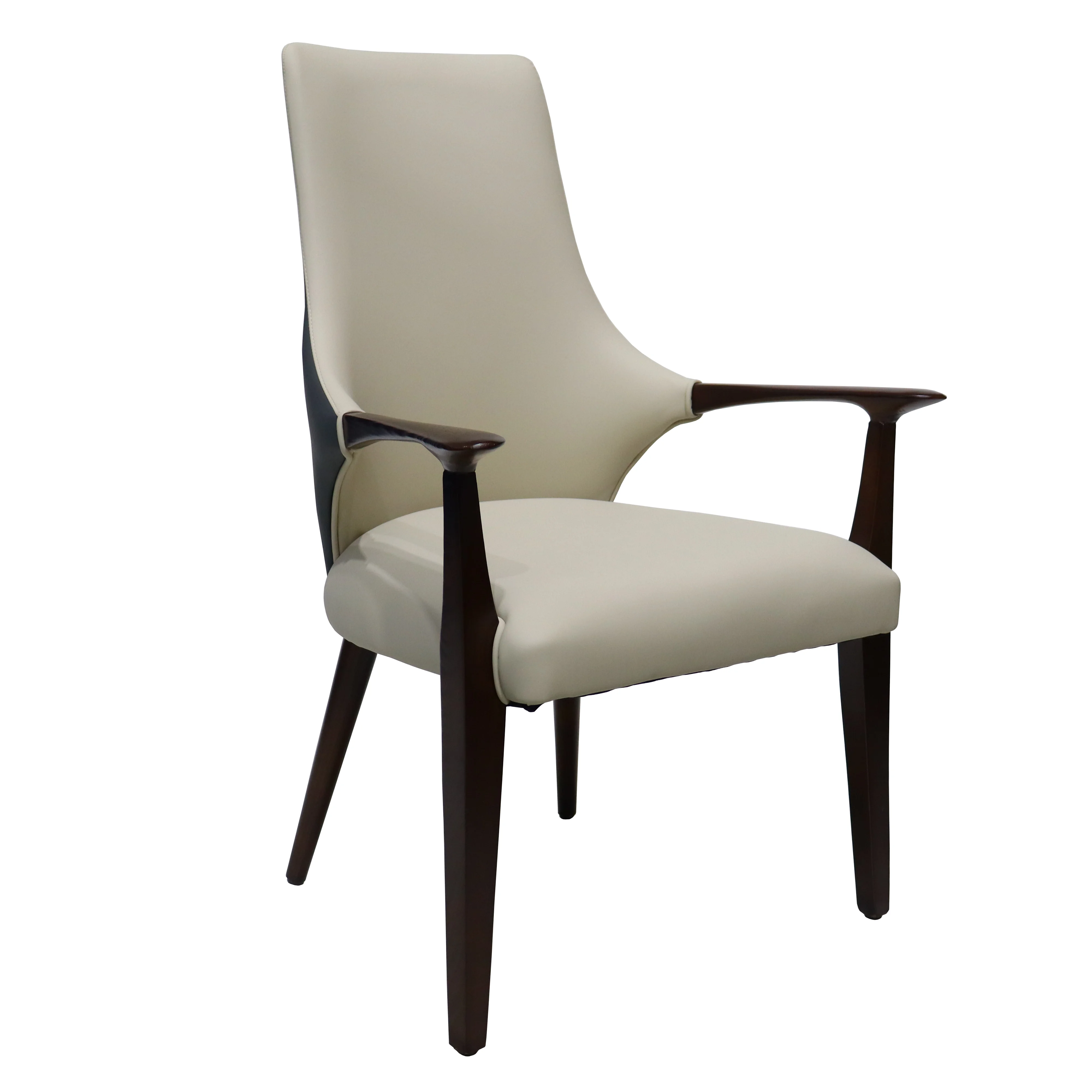 Elm Collection Modern Wooden Dining Arm Chair In Grey - Set of 4