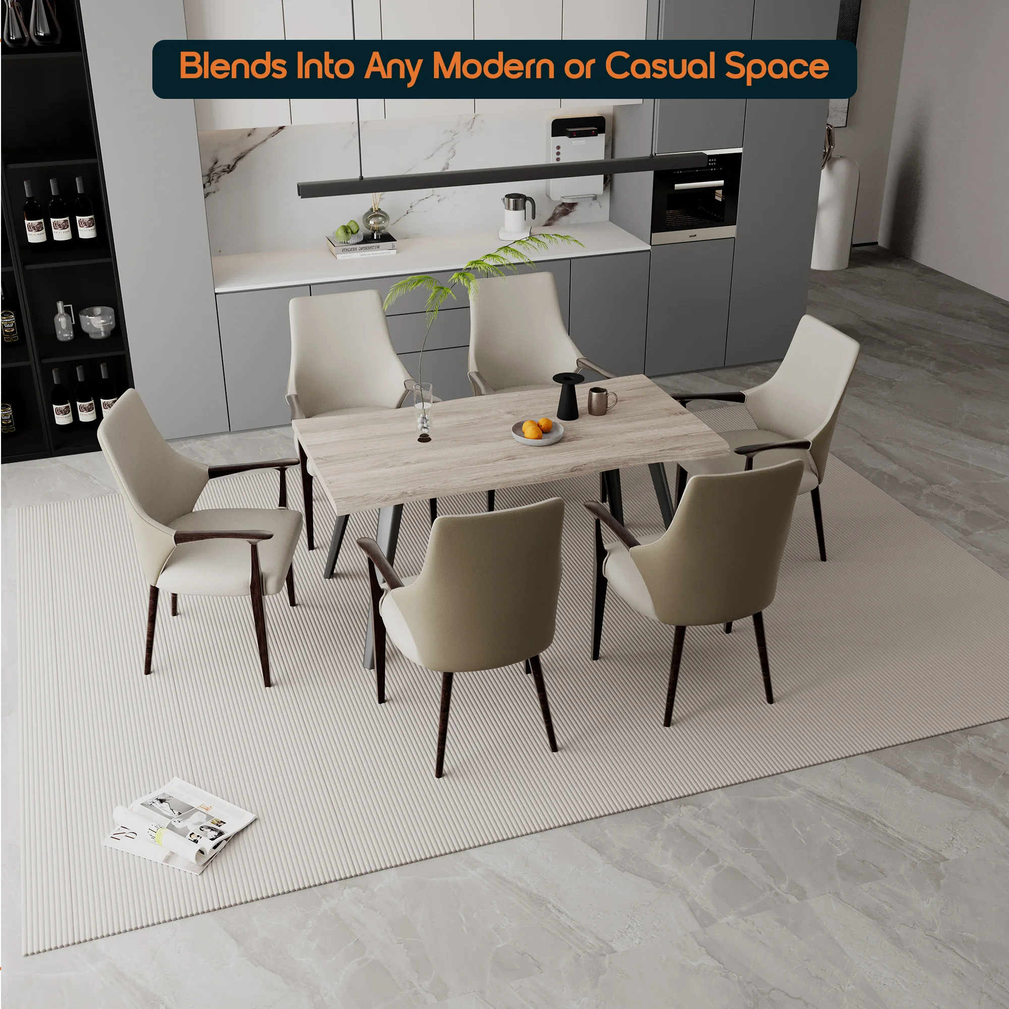 Elm Collection Modern Wooden Dining Arm Chair In Taupe