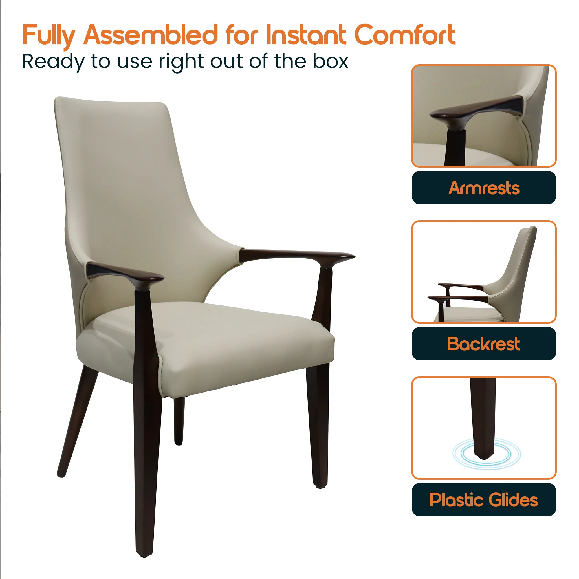 Elm Collection Modern Wooden Dining Arm Chair In Taupe