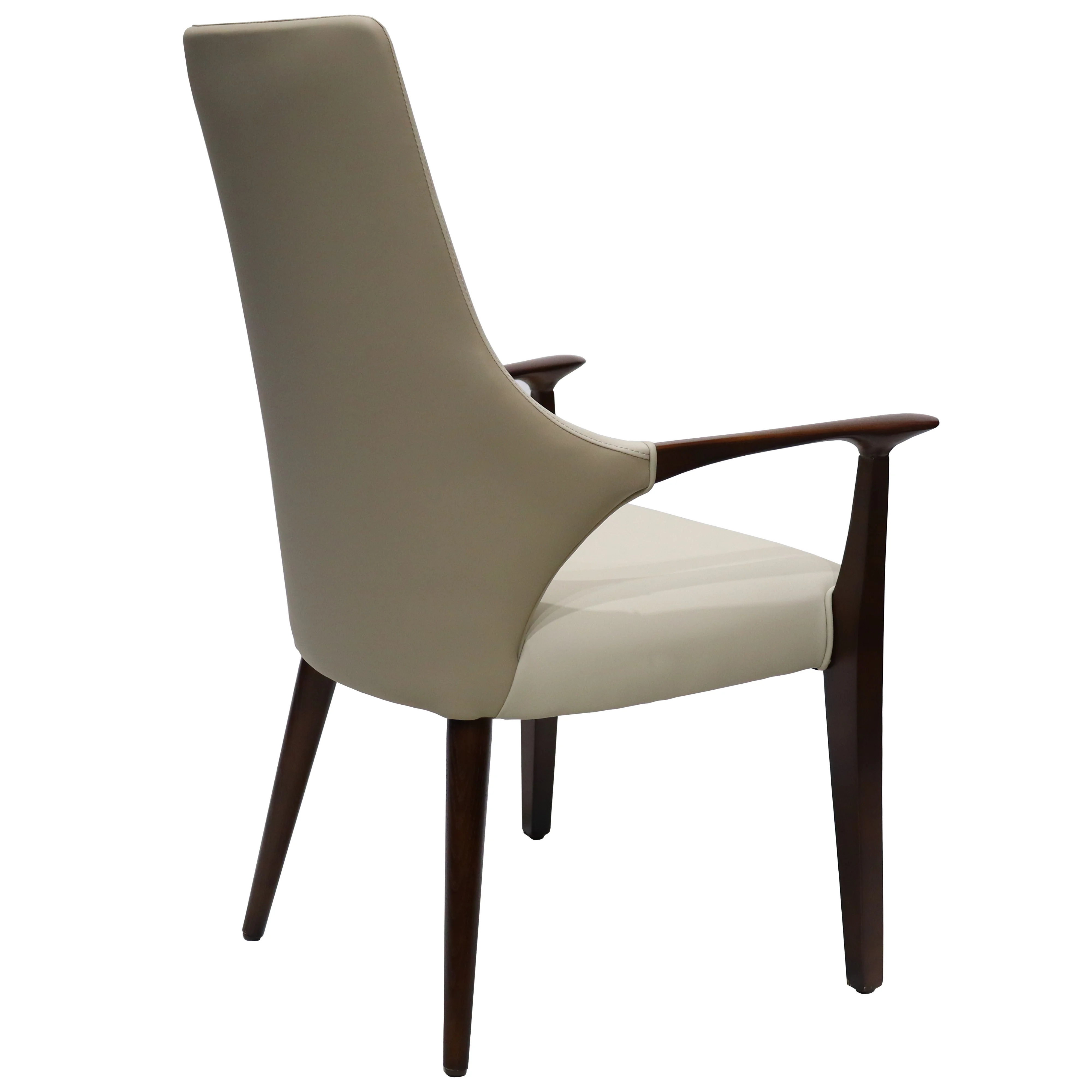 Elm Collection Modern Wooden Dining Arm Chair In Taupe