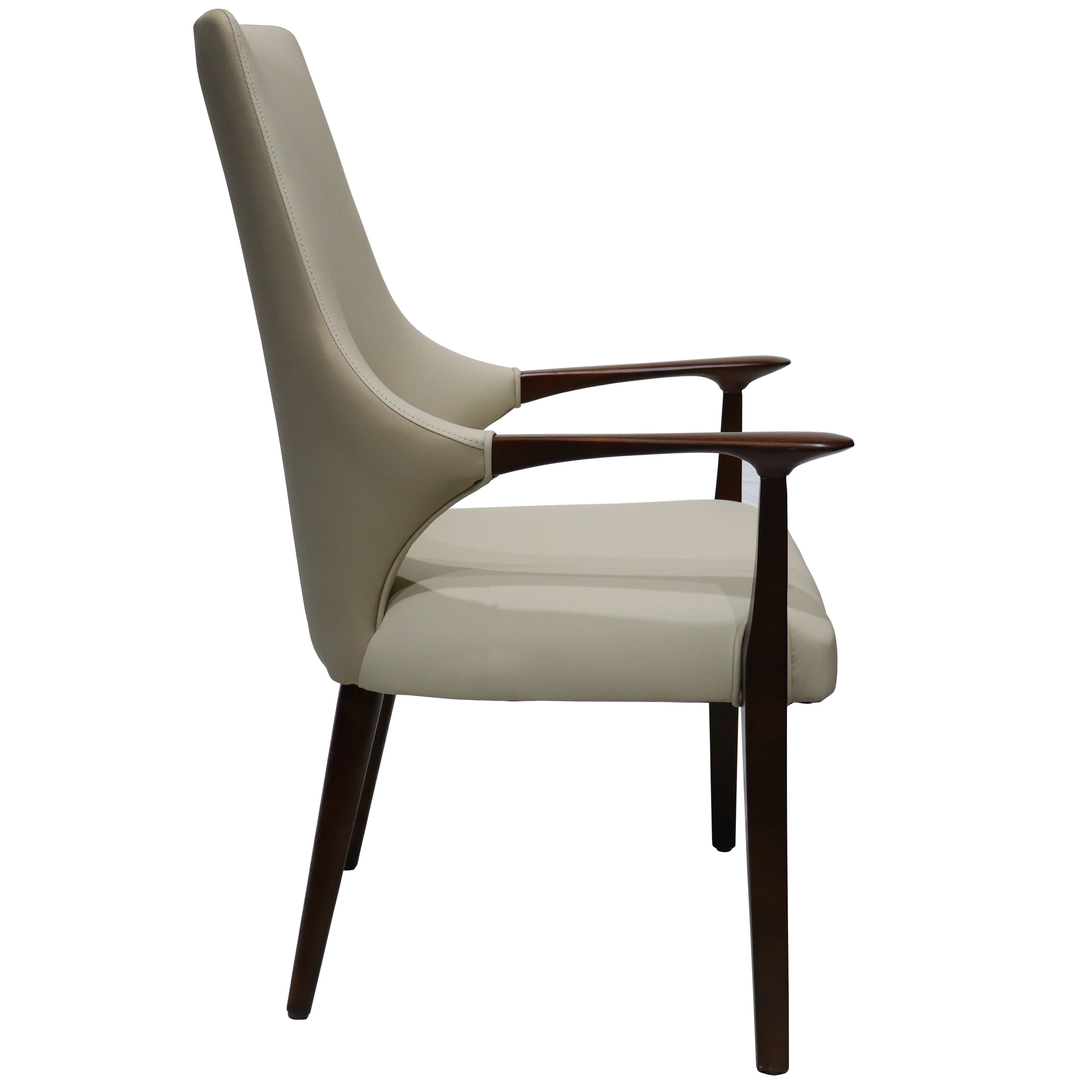 Elm Collection Modern Wooden Dining Arm Chair In Taupe