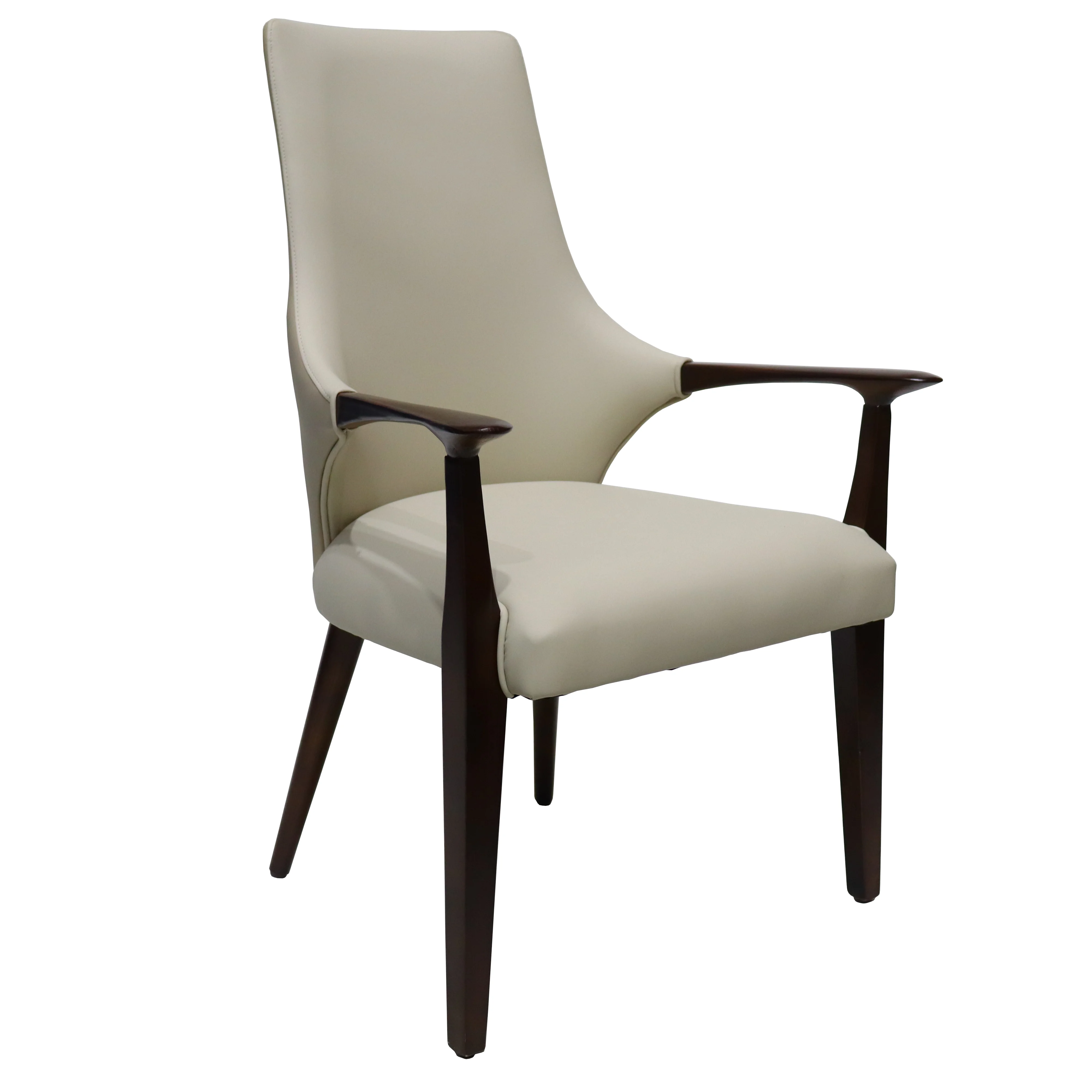 Elm Collection Modern Wooden Dining Arm Chair In Taupe