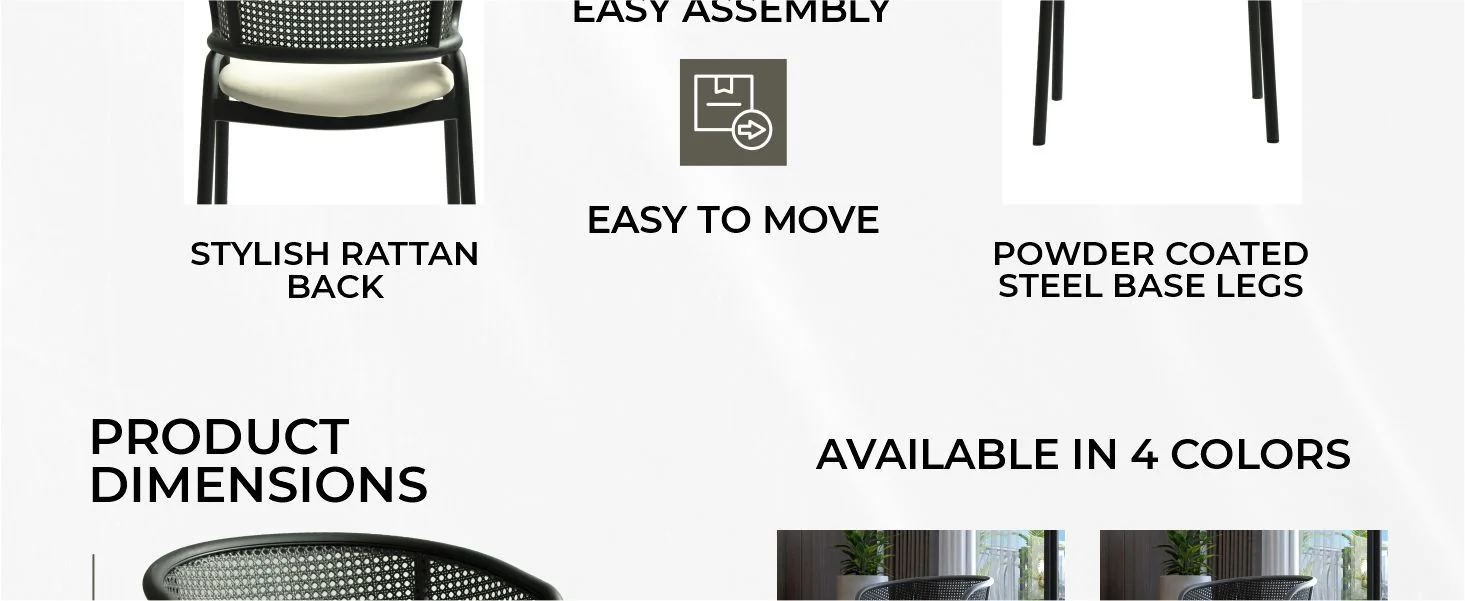 Ervilla Dining Armchair in Black Steel Frame with Black Wicker Back and Beige Seat