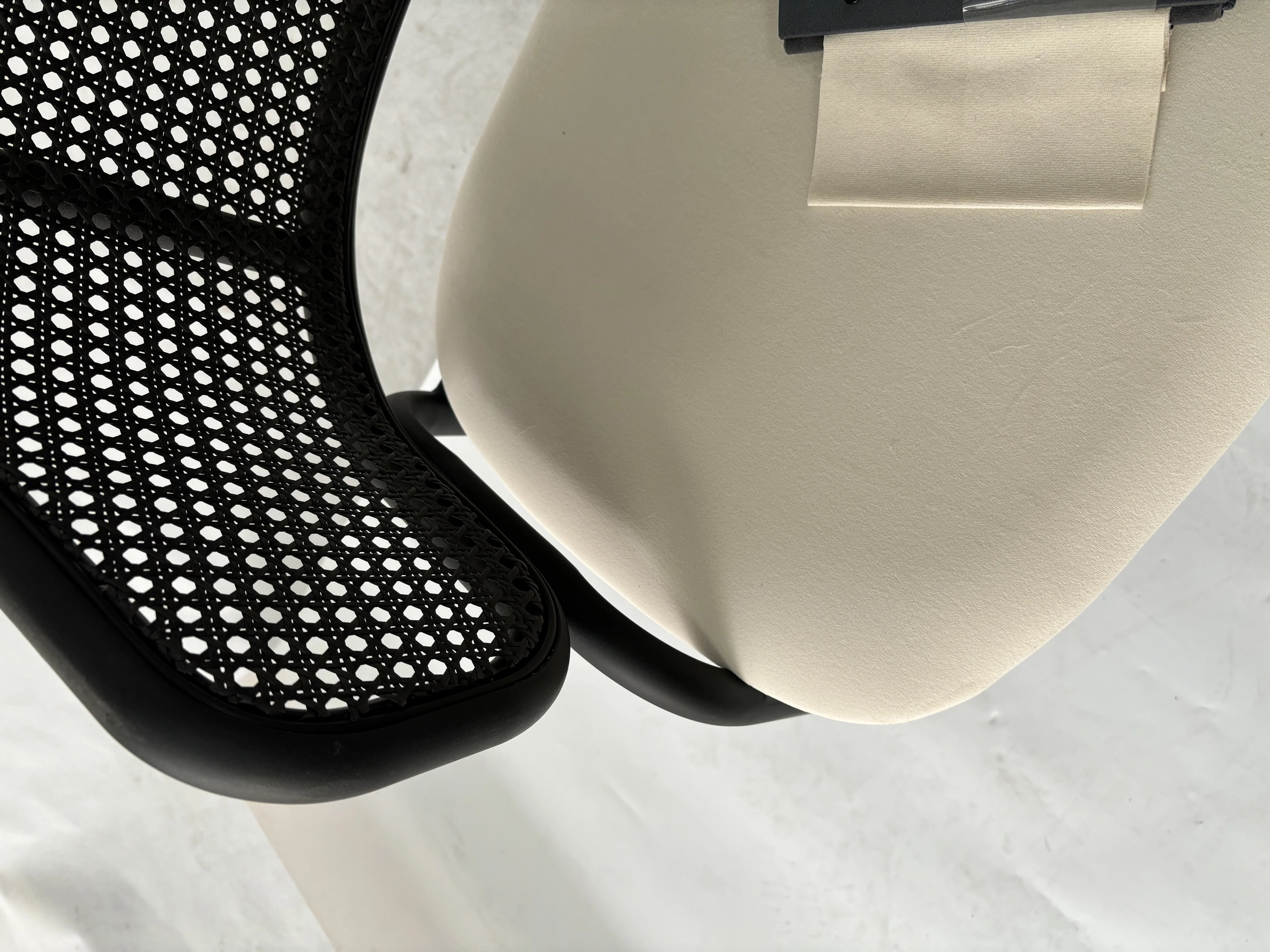 Ervilla Dining Armchair in Black Steel Frame with Black Wicker Back and Beige Seat