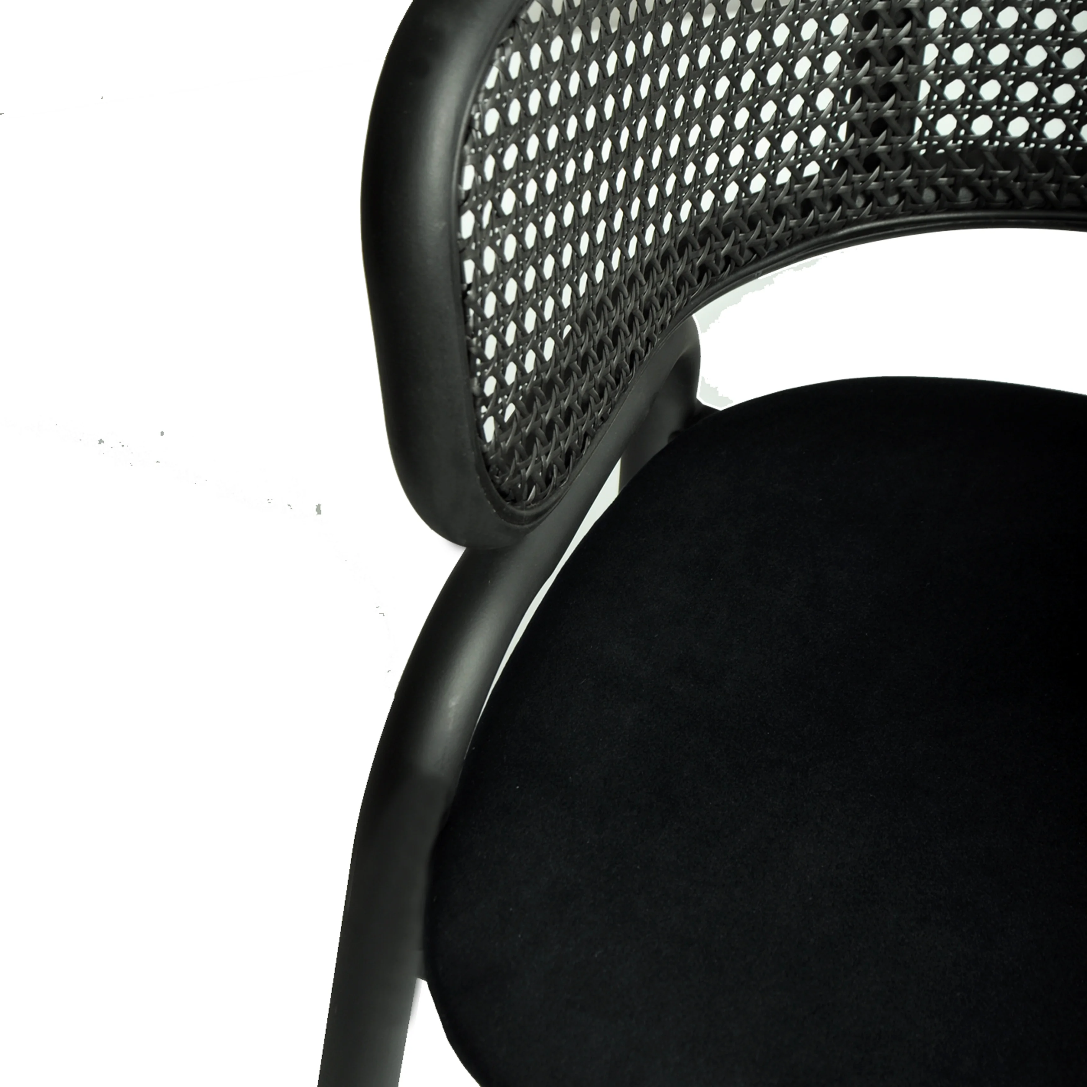 Ervilla Dining Armchair in Black Steel Frame with Black Wicker Back and Black Seat