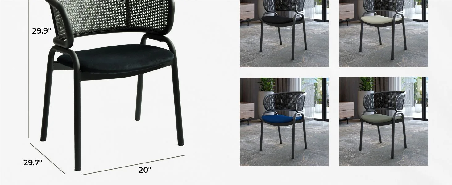 Ervilla Dining Armchair in Black Steel Frame with Black Wicker Back and Black Seat