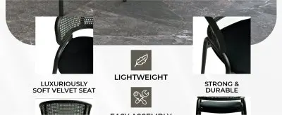 Ervilla Dining Armchair in Black Steel Frame with Black Wicker Back and Black Seat