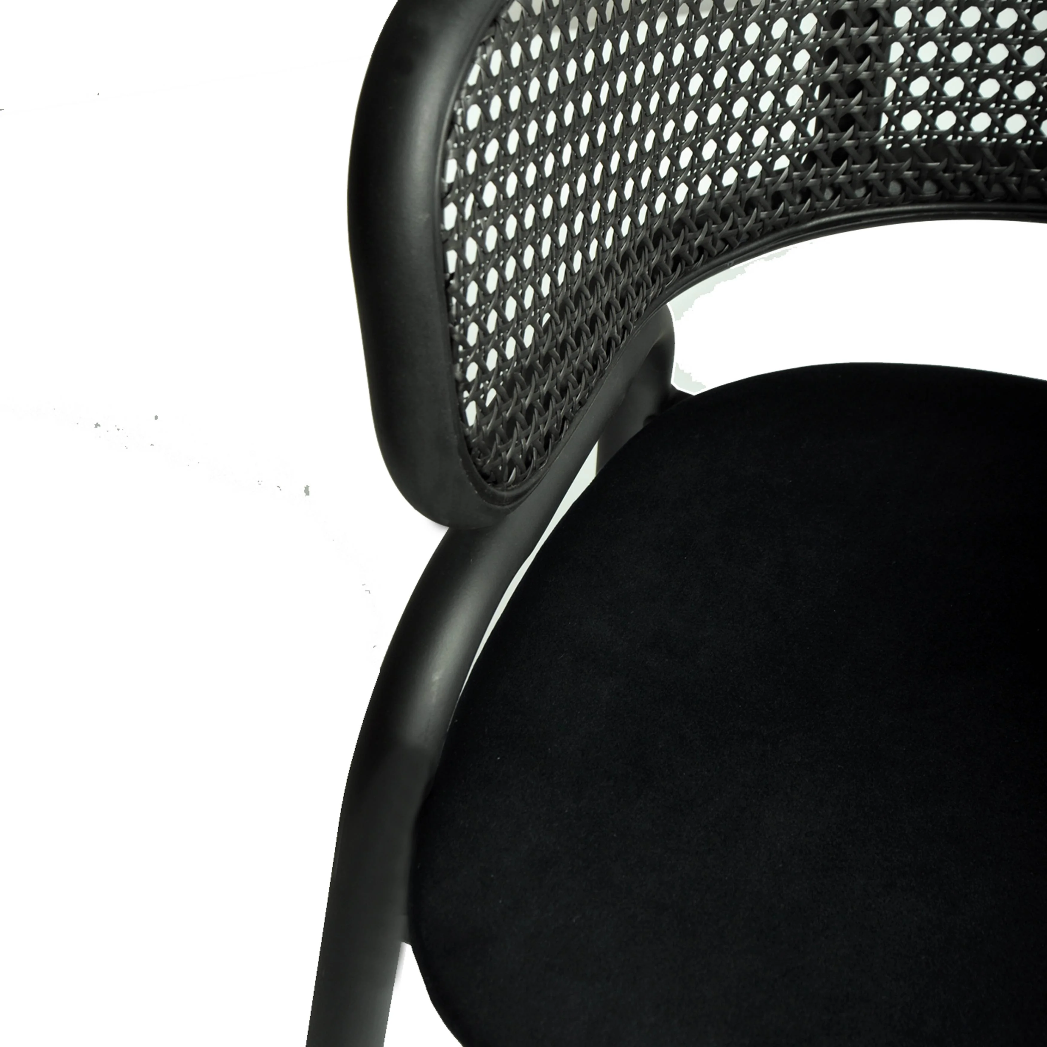 Ervilla Dining Armchair in Black Steel Frame with Black Wicker Back and Black Seat Set of 2