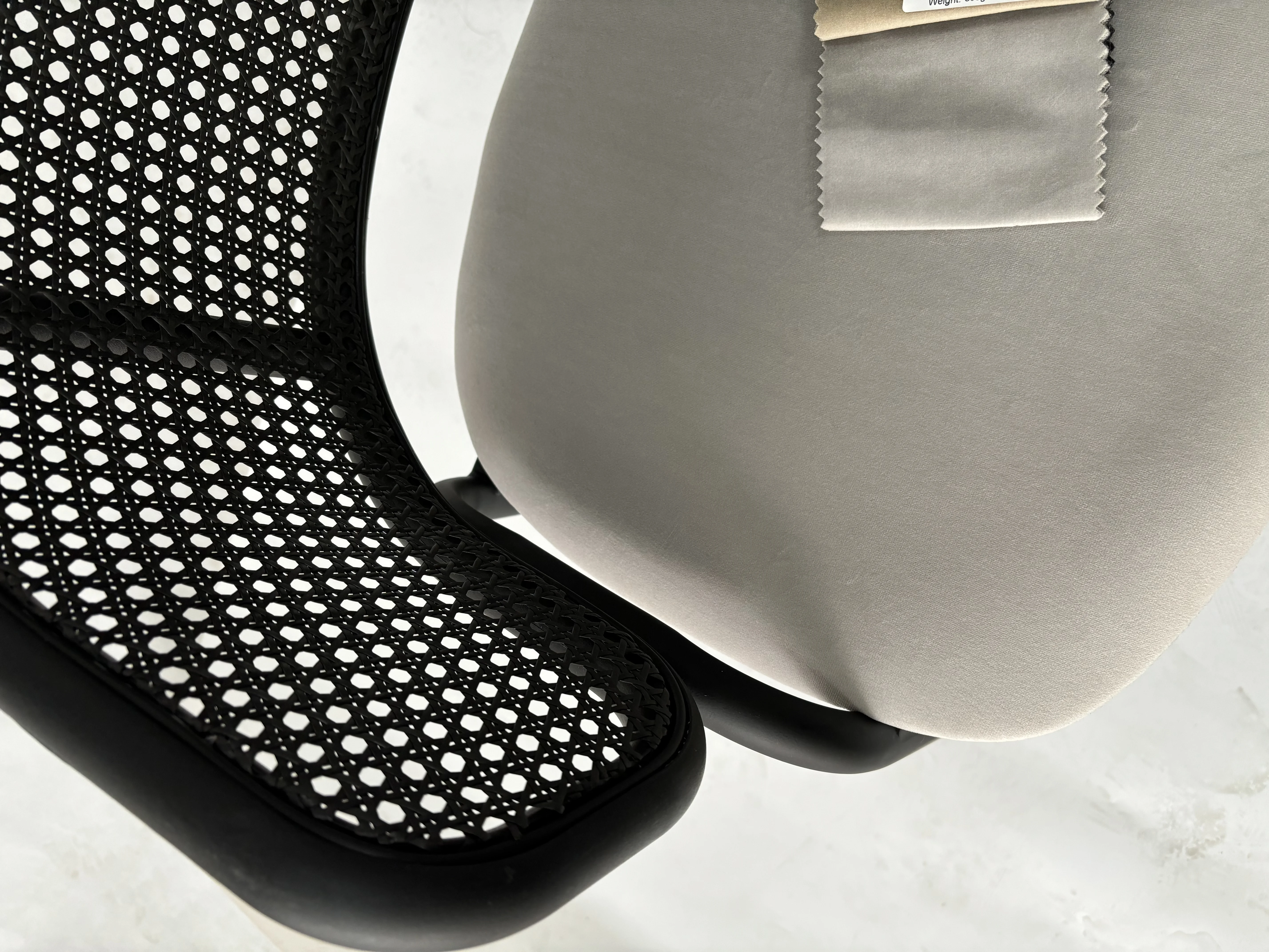 Ervilla Dining Armchair in Black Steel Frame with Black Wicker Back and Grey Seat