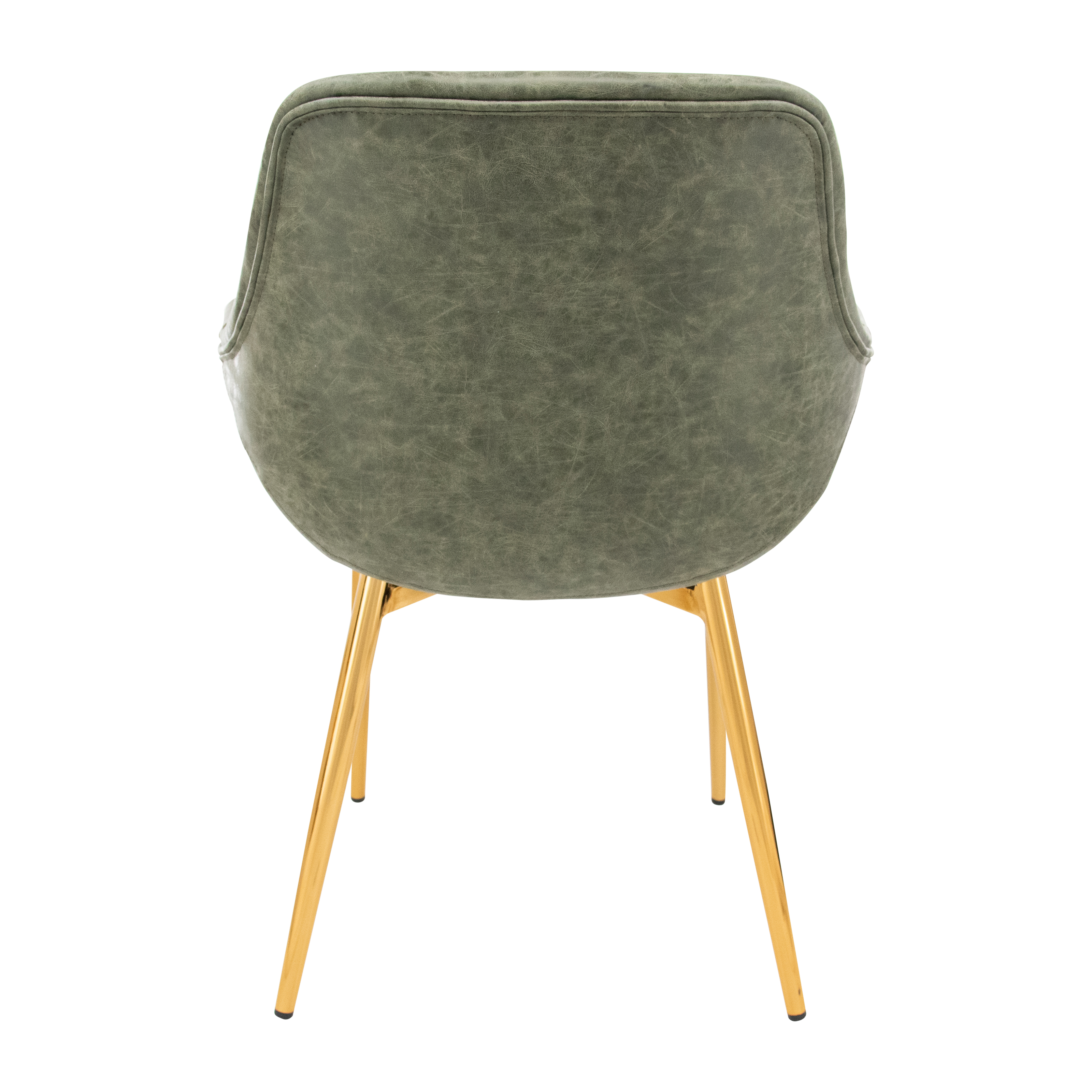 Markley Modern Leather Dining Arm Chair With Gold Metal Legs Set of 2