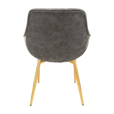 Markley Modern Leather Dining Arm Chair With Gold Metal Legs