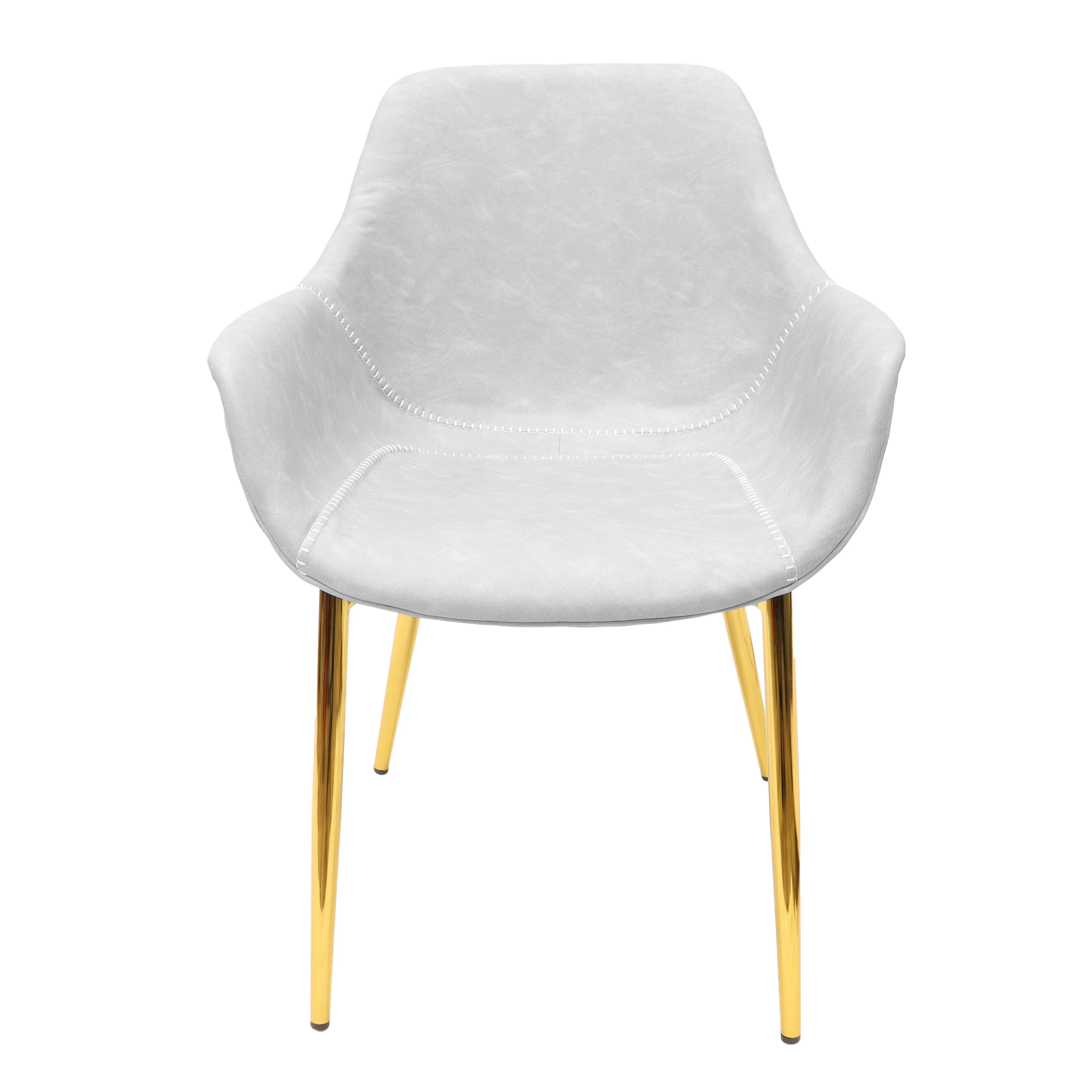 Markley Modern Leather Dining Arm Chair With Gold Metal Legs Set of 4