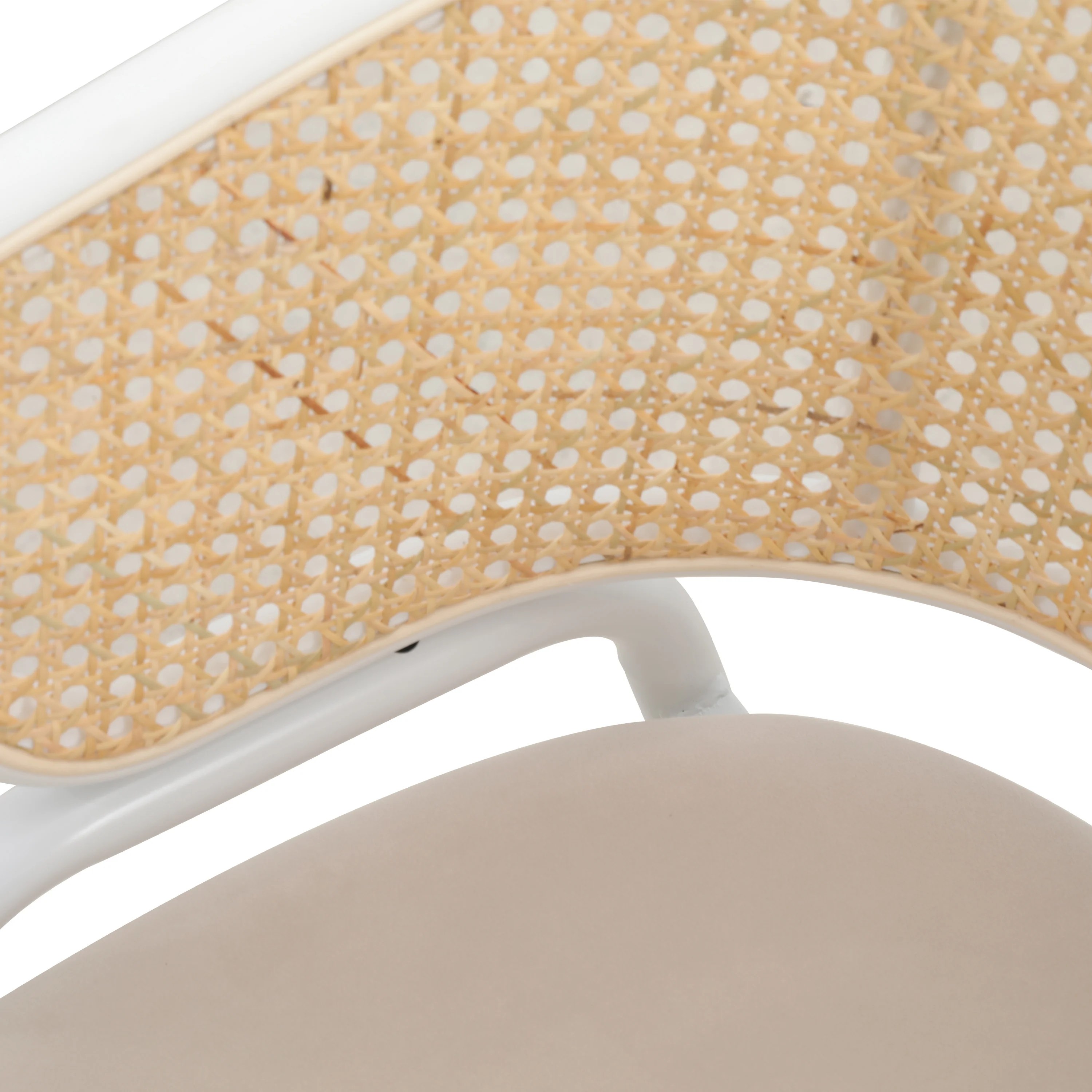 Ervilla Modern Dining Chair with White Powder Coated Steel Legs and Wicker Back, Set of 2