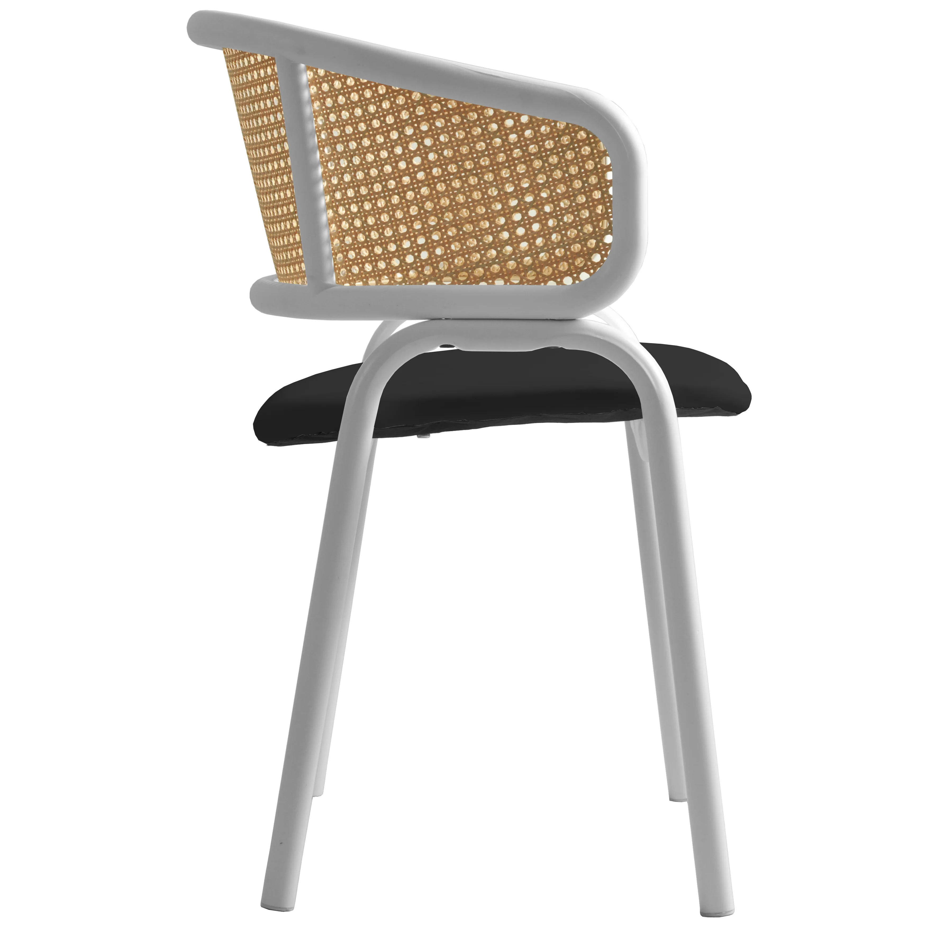 Ervilla - Dining Chair - White frame in Black Leather