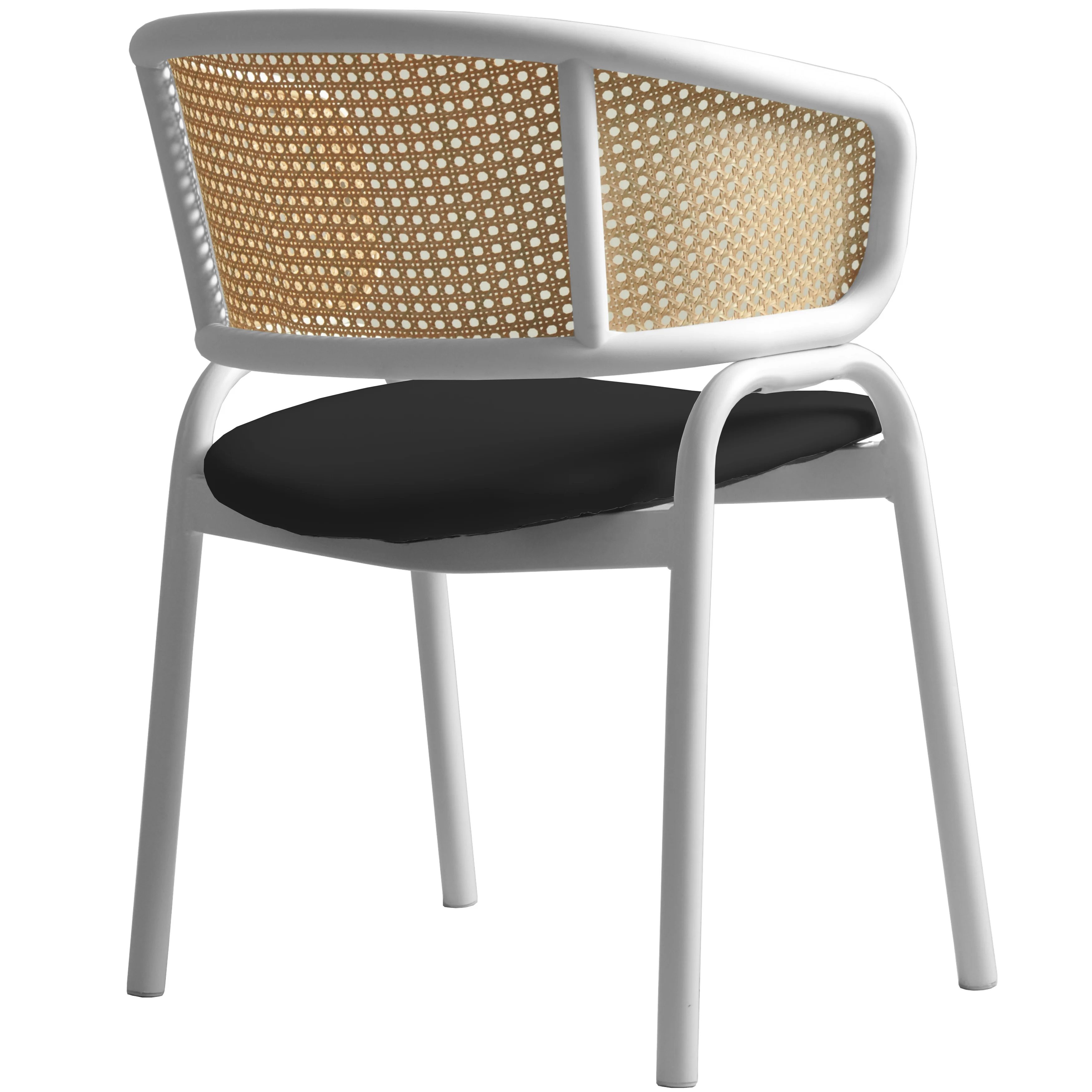 Ervilla - Dining Chair - White frame in Black Leather