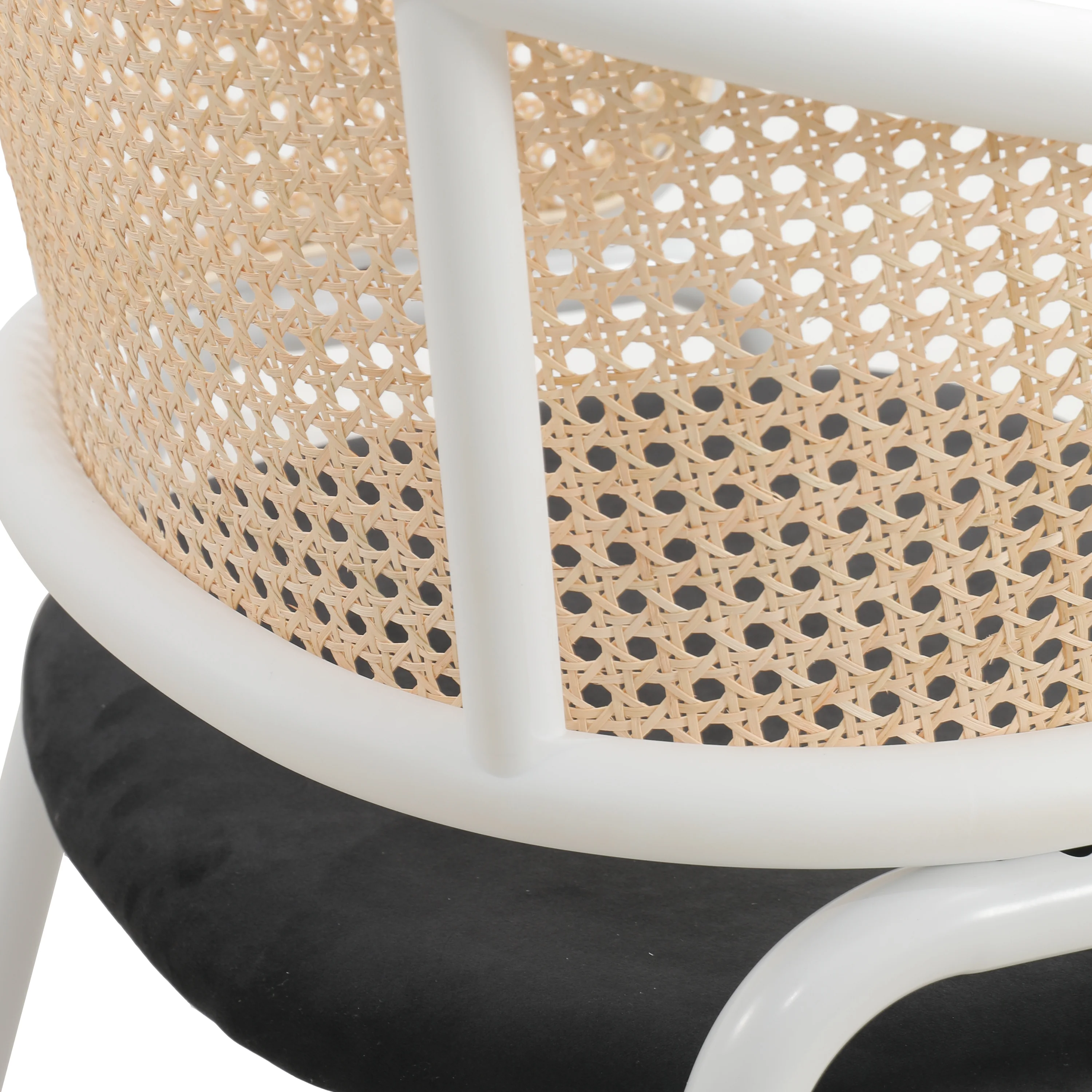 Ervilla Modern Dining Chair with White Powder Coated Steel Legs and Wicker Back