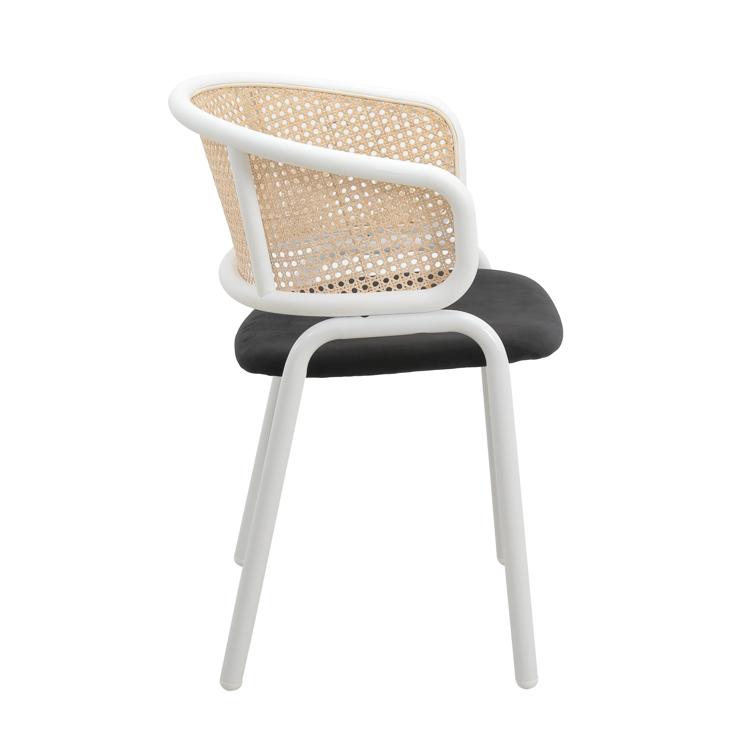 Ervilla Modern Dining Chair with White Powder Coated Steel Legs and Wicker Back, Set of 4