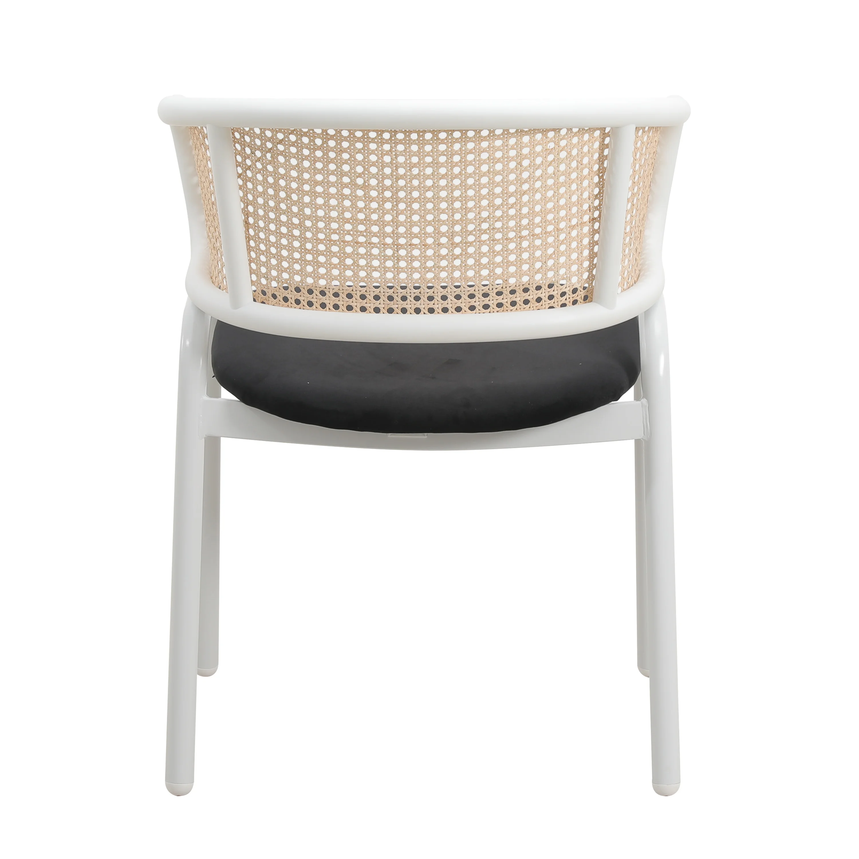 Ervilla Modern Dining Chair with White Powder Coated Steel Legs and Wicker Back, Set of 4