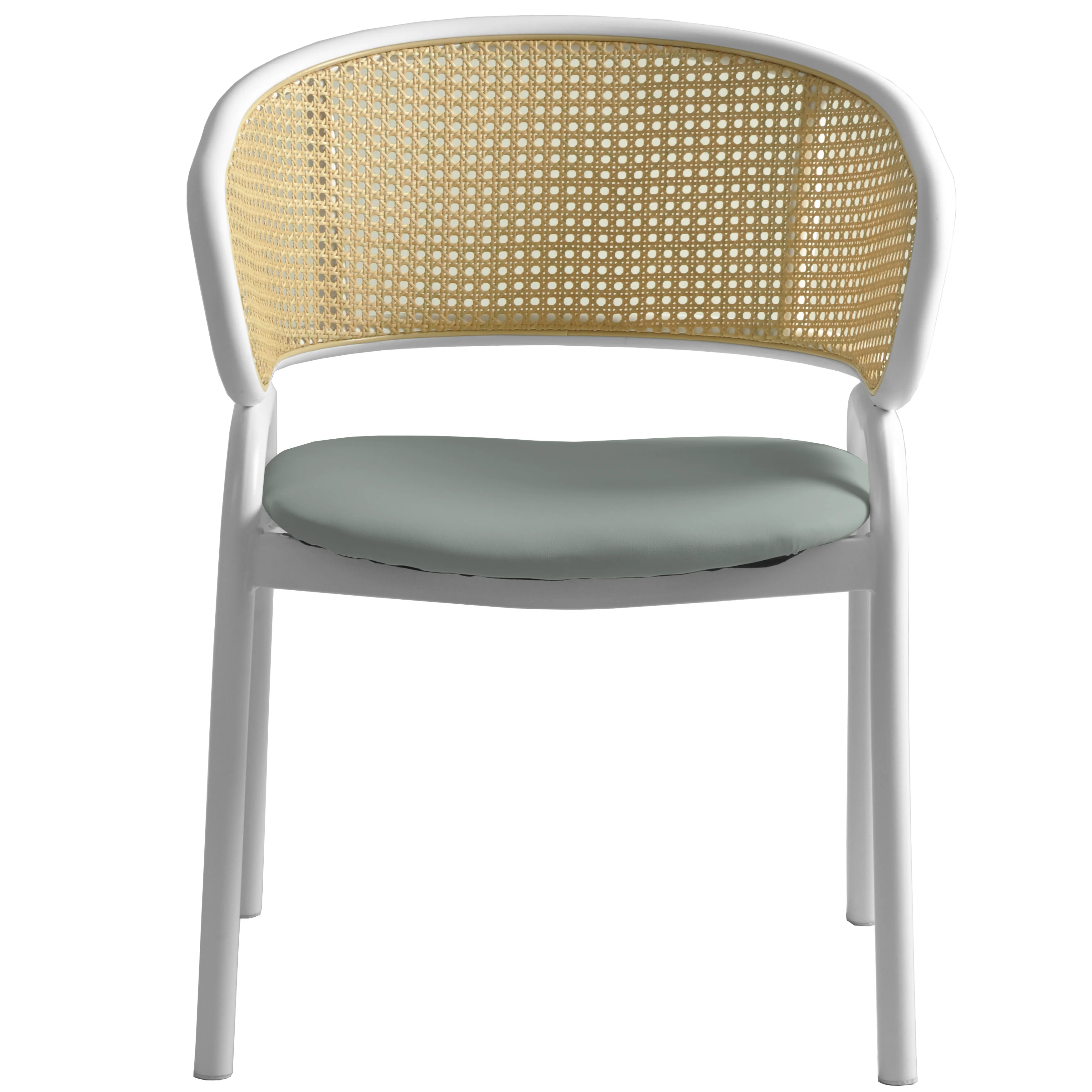 Ervilla - Dining Chair - White frame in Grey Leather