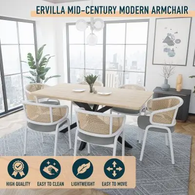 Ervilla - Dining Chair - White frame in Grey Leather Set of 4