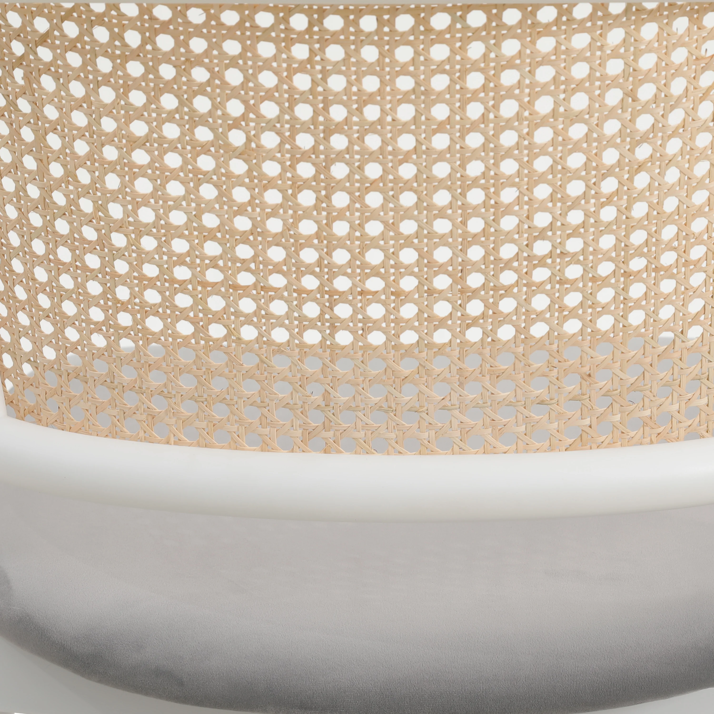 Ervilla Modern Dining Chair with White Powder Coated Steel Legs and Wicker Back