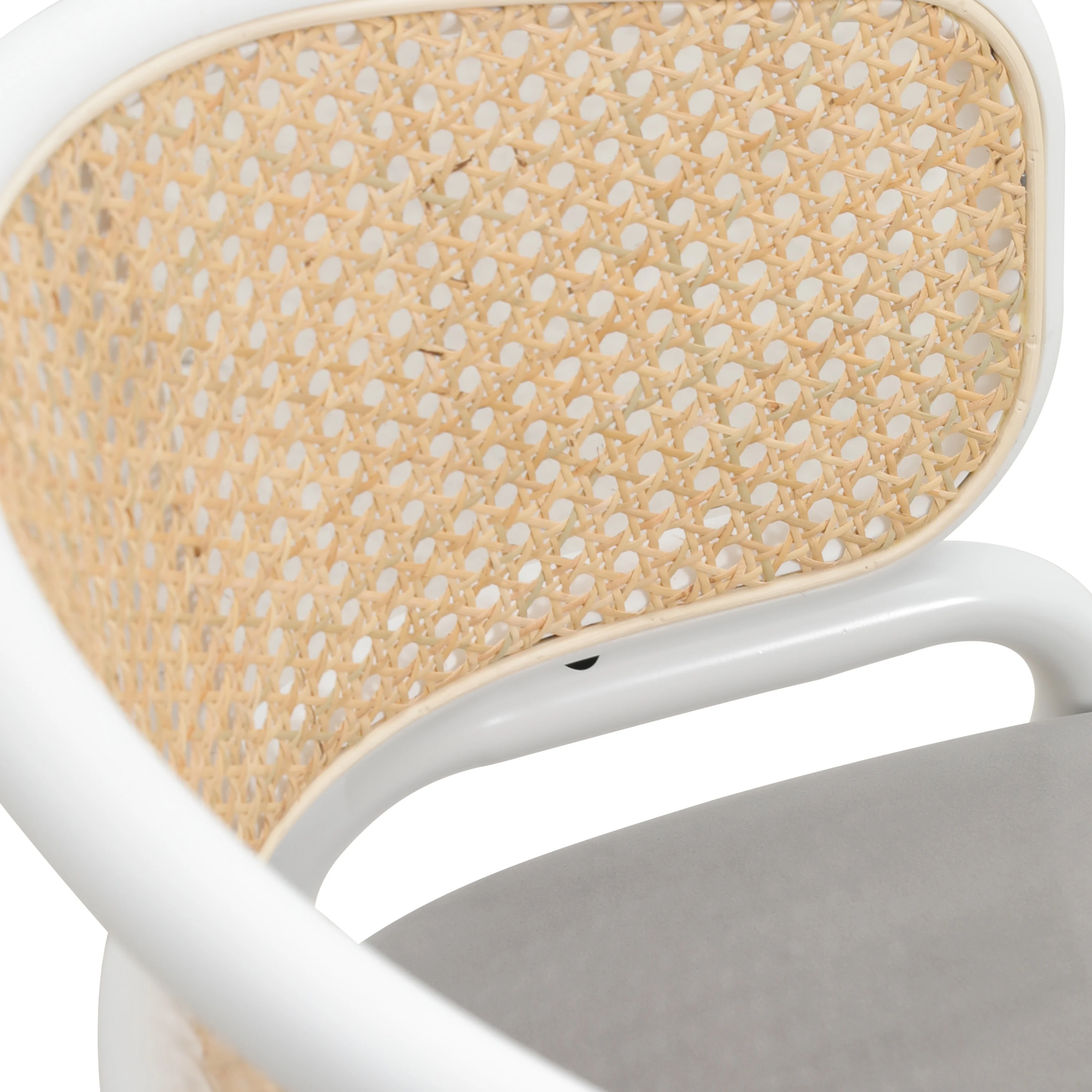 Ervilla Modern Dining Chair with White Powder Coated Steel Legs and Wicker Back, Set of 2