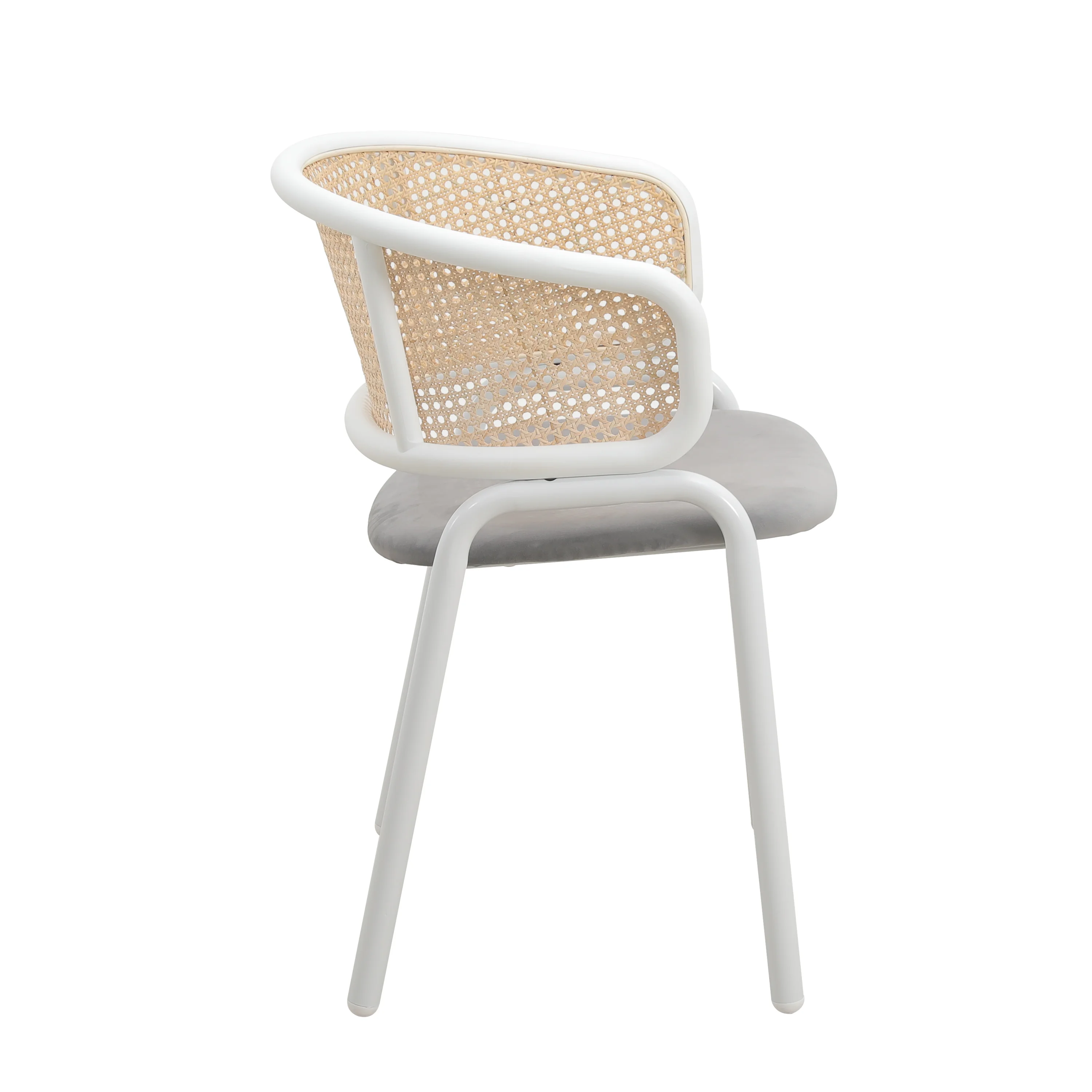 Ervilla Modern Dining Chair with White Powder Coated Steel Legs and Wicker Back, Set of 4