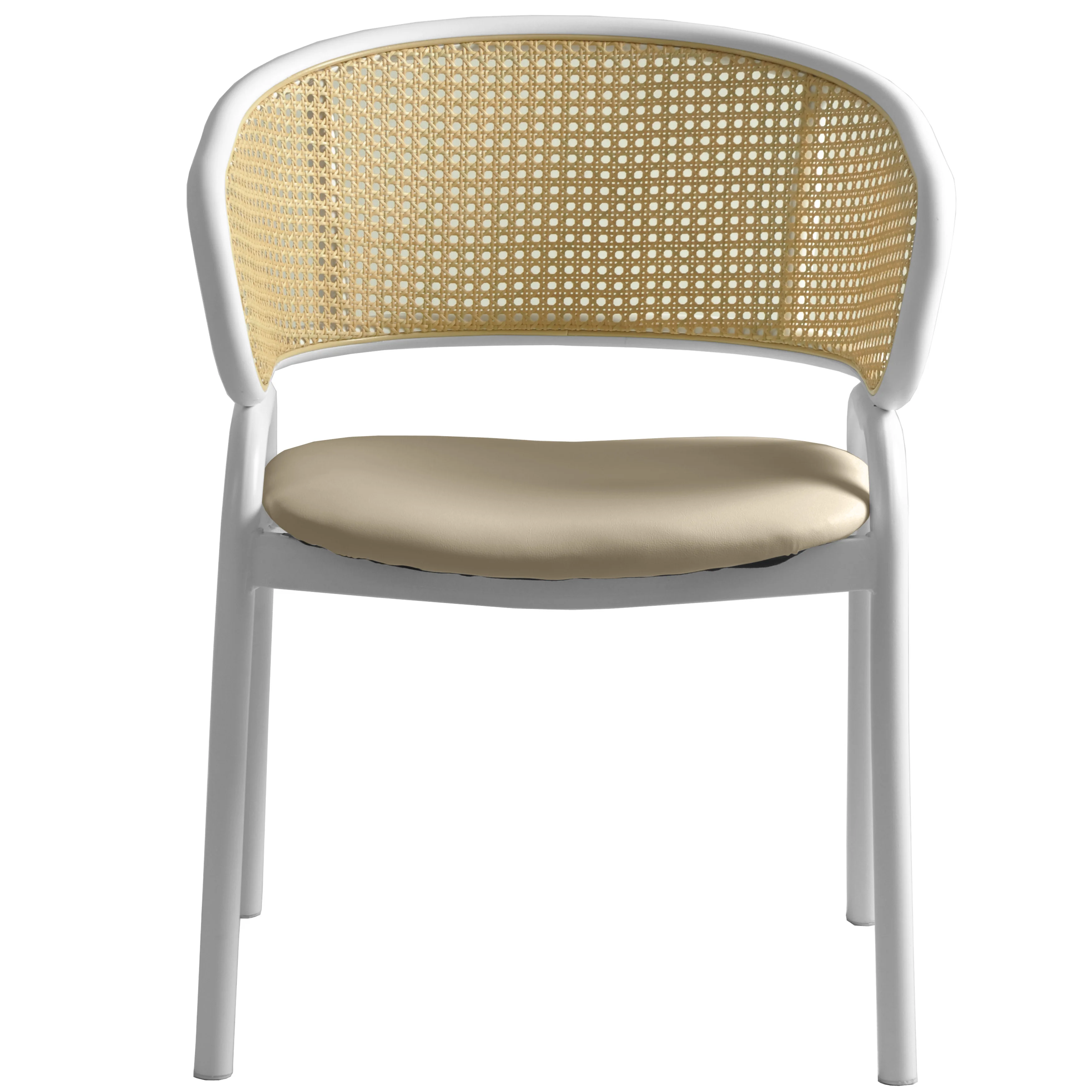 Ervilla - Dining Chair - White frame in Taupe Leather