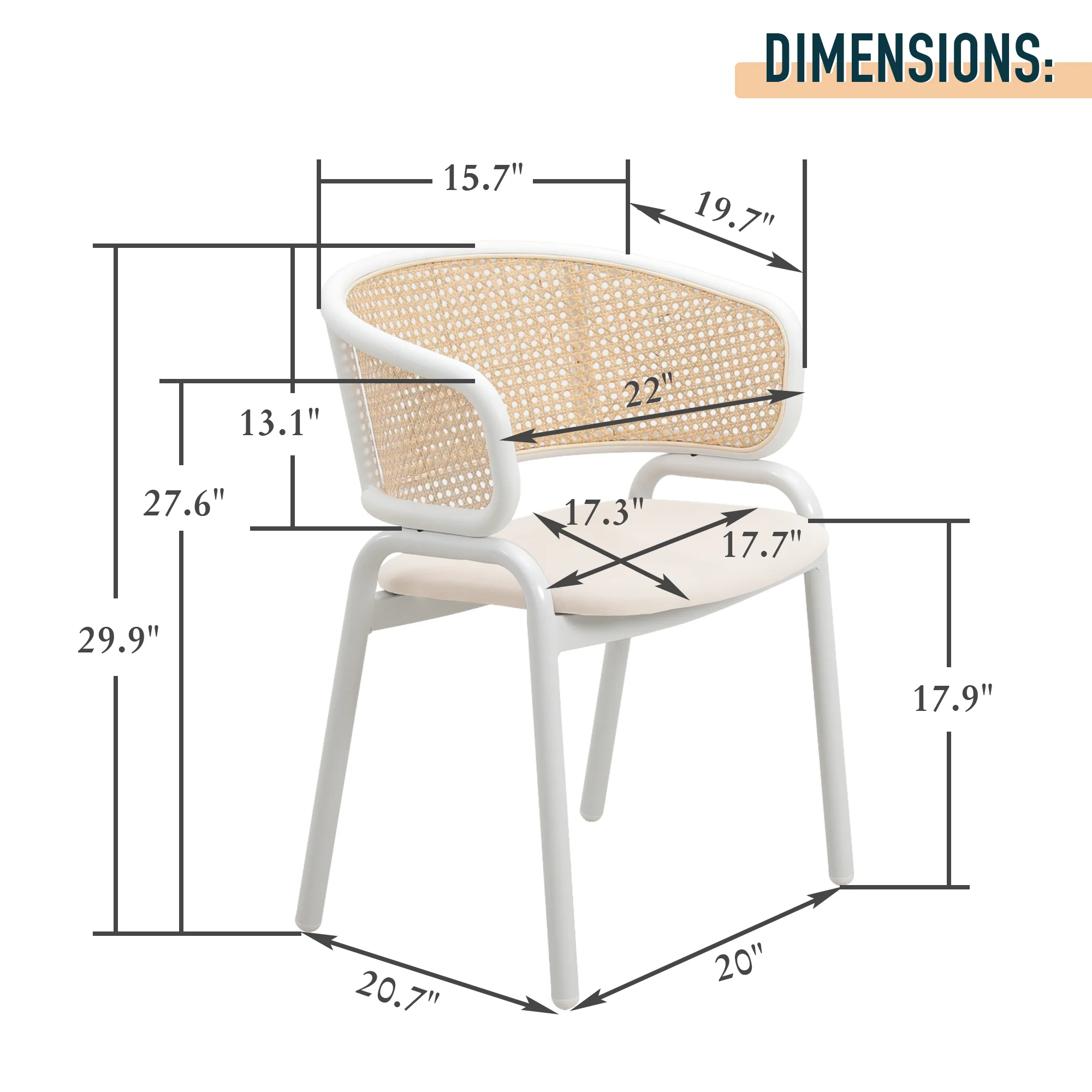 Ervilla - Dining Chair - White frame in White Leather