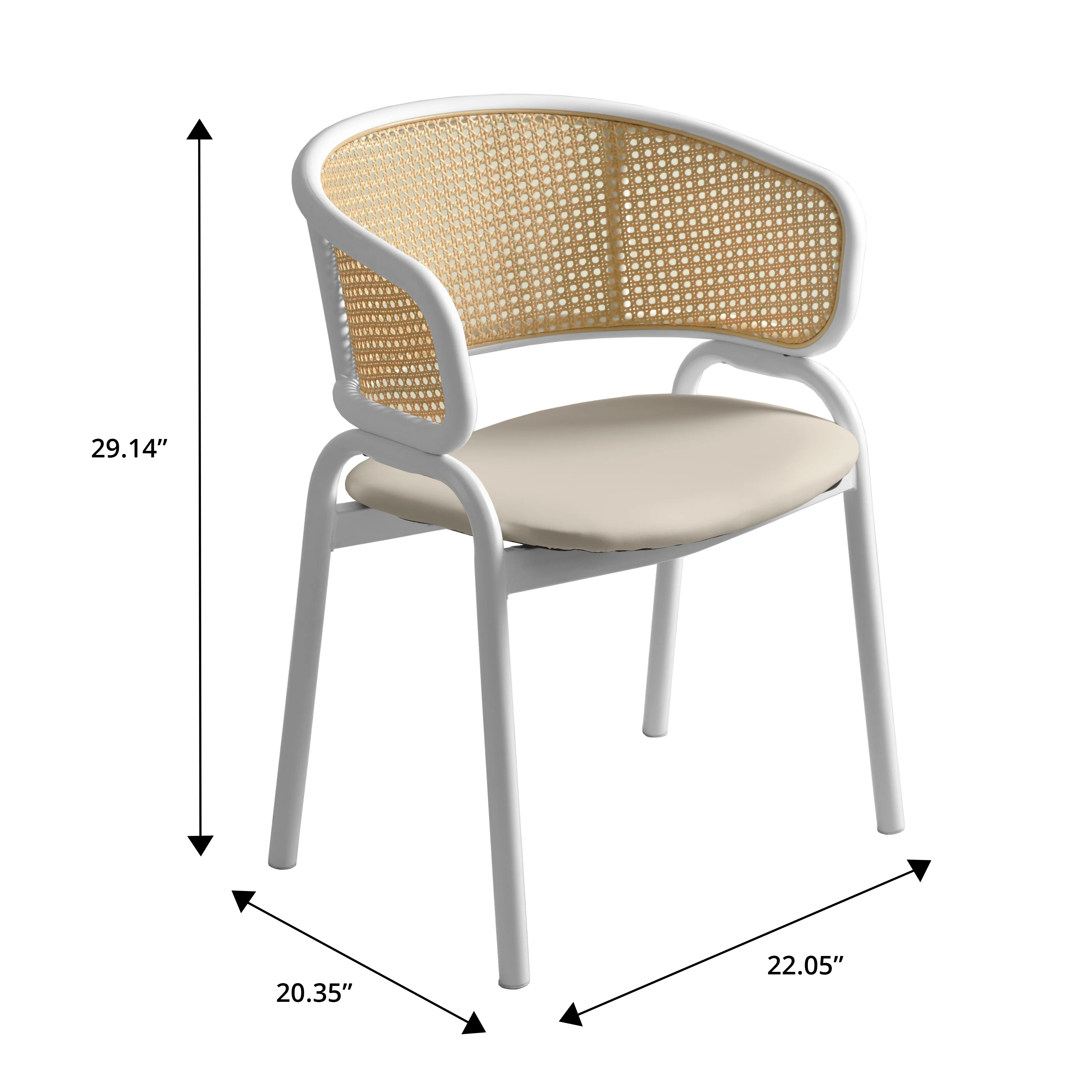 Ervilla - Dining Chair - White frame in White Leather