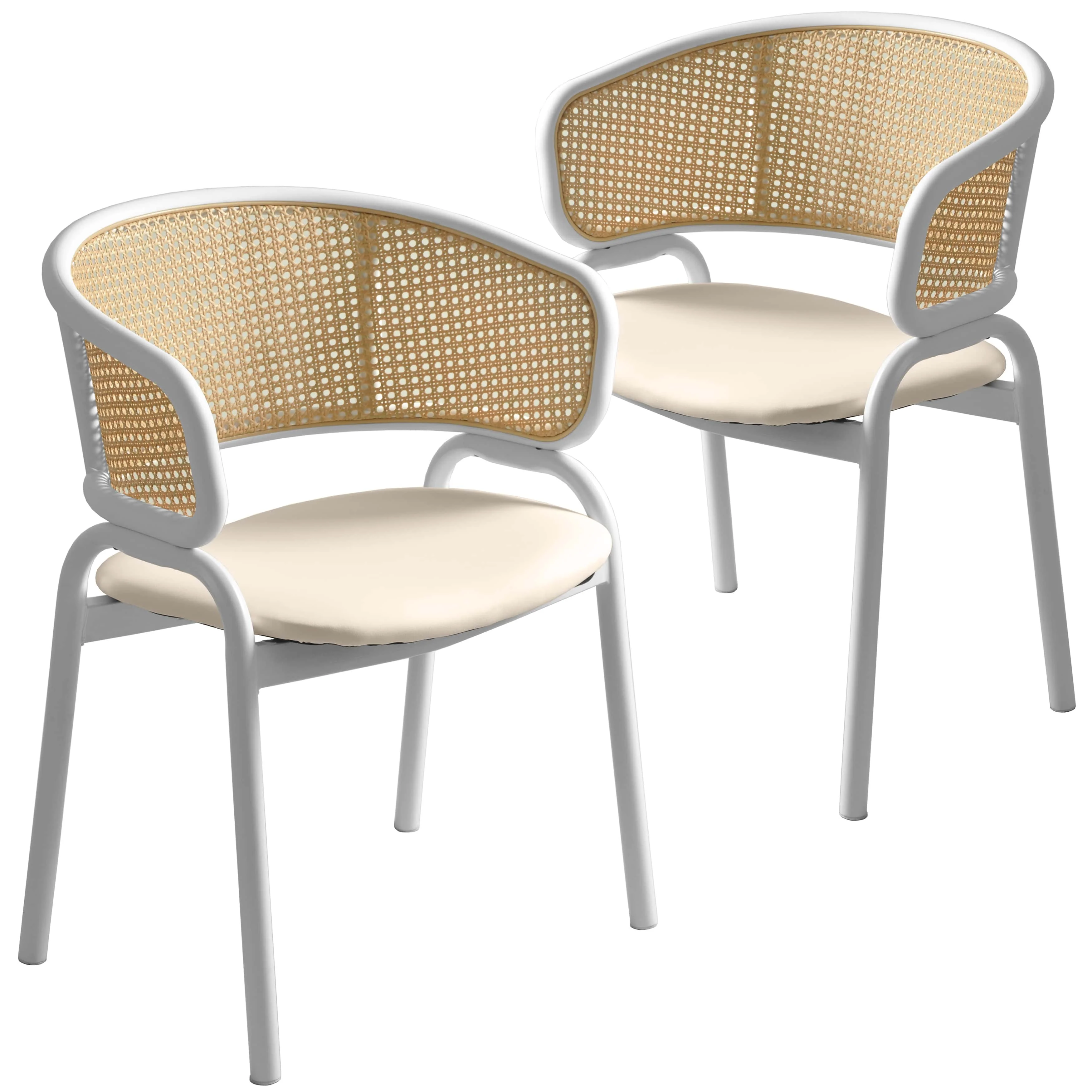 Ervilla - Dining Chair - White frame in White Leather Set of 2