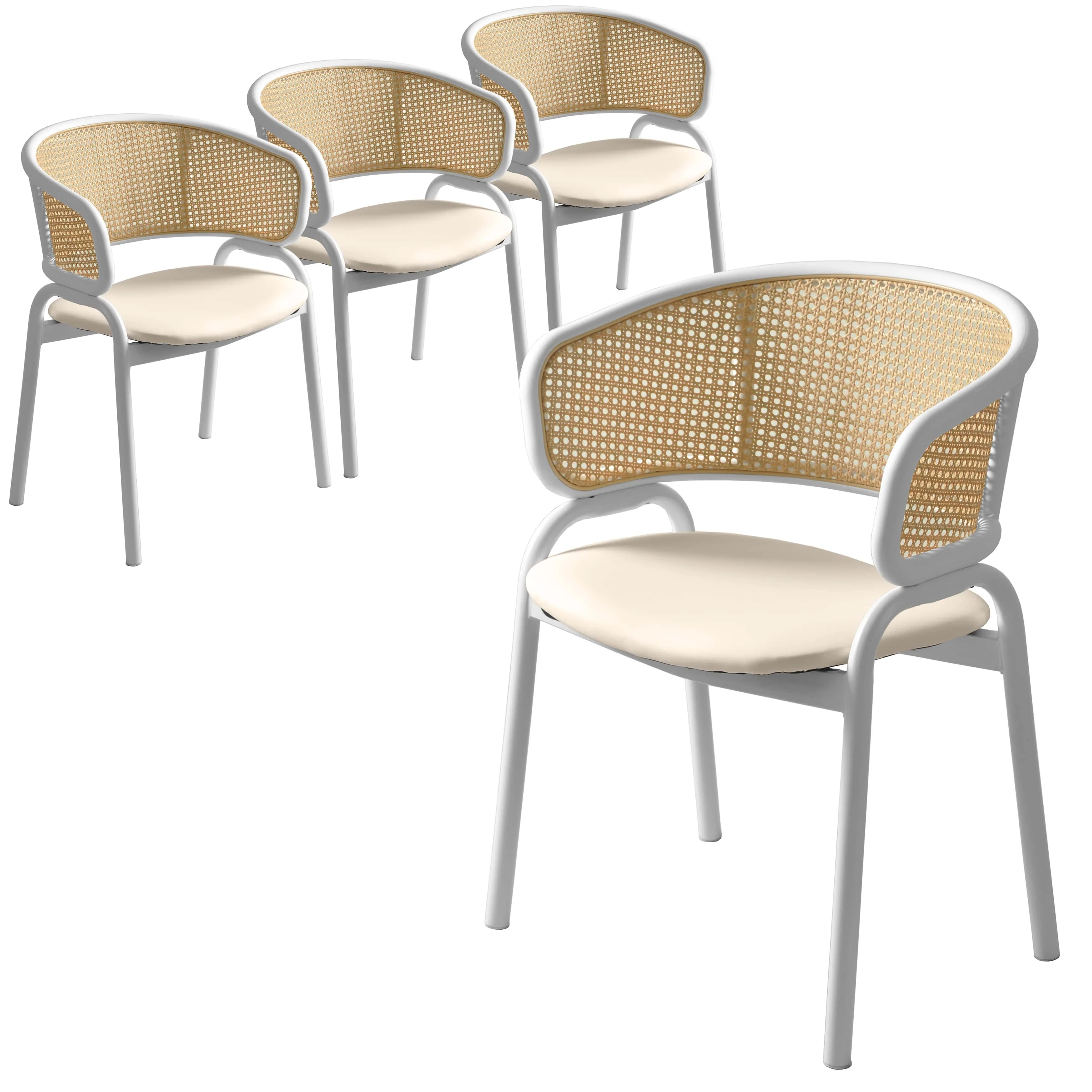 Ervilla - Dining Chair - White frame in White Leather Set of 4