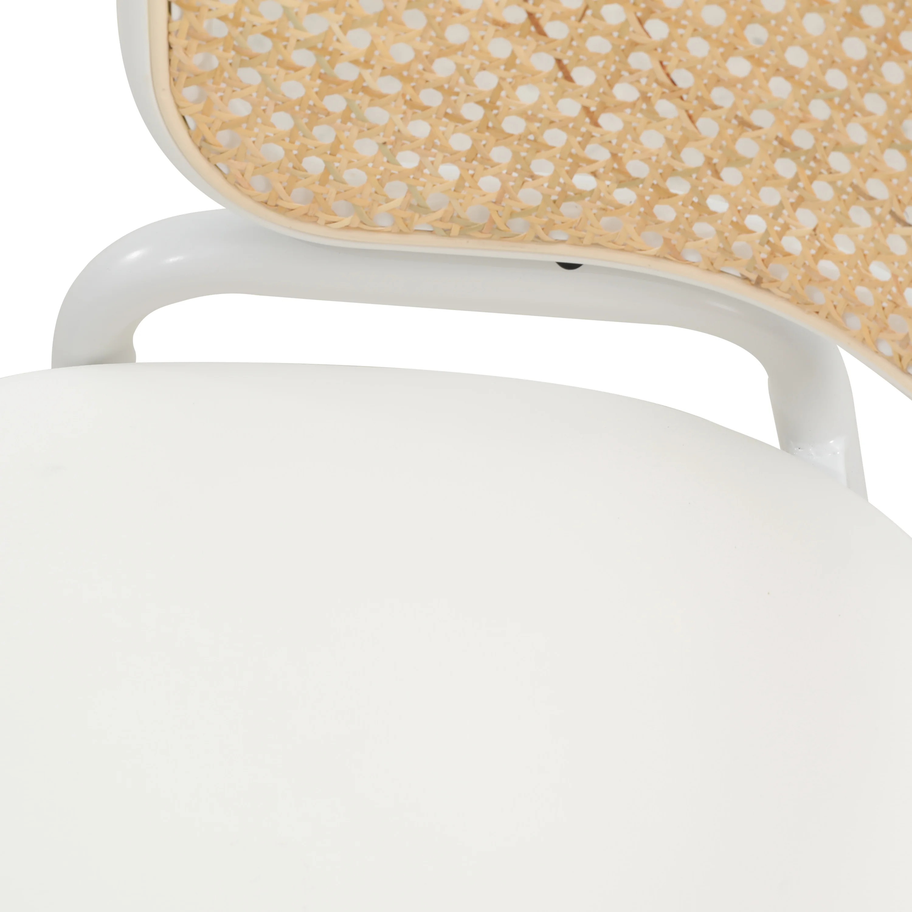 Ervilla Modern Dining Chair with White Powder Coated Steel Legs and Wicker Back