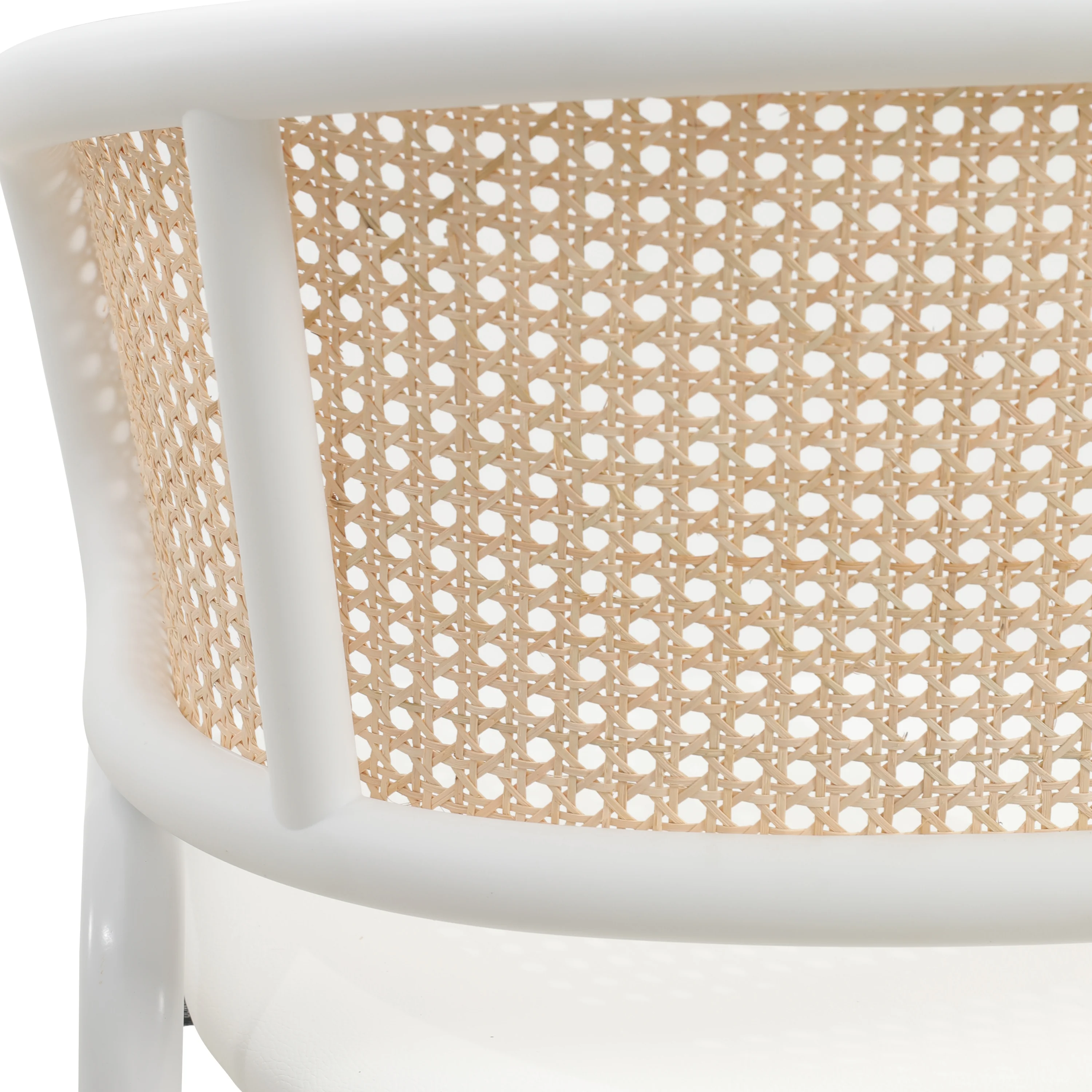 Ervilla Modern Dining Chair with White Powder Coated Steel Legs and Wicker Back, Set of 4
