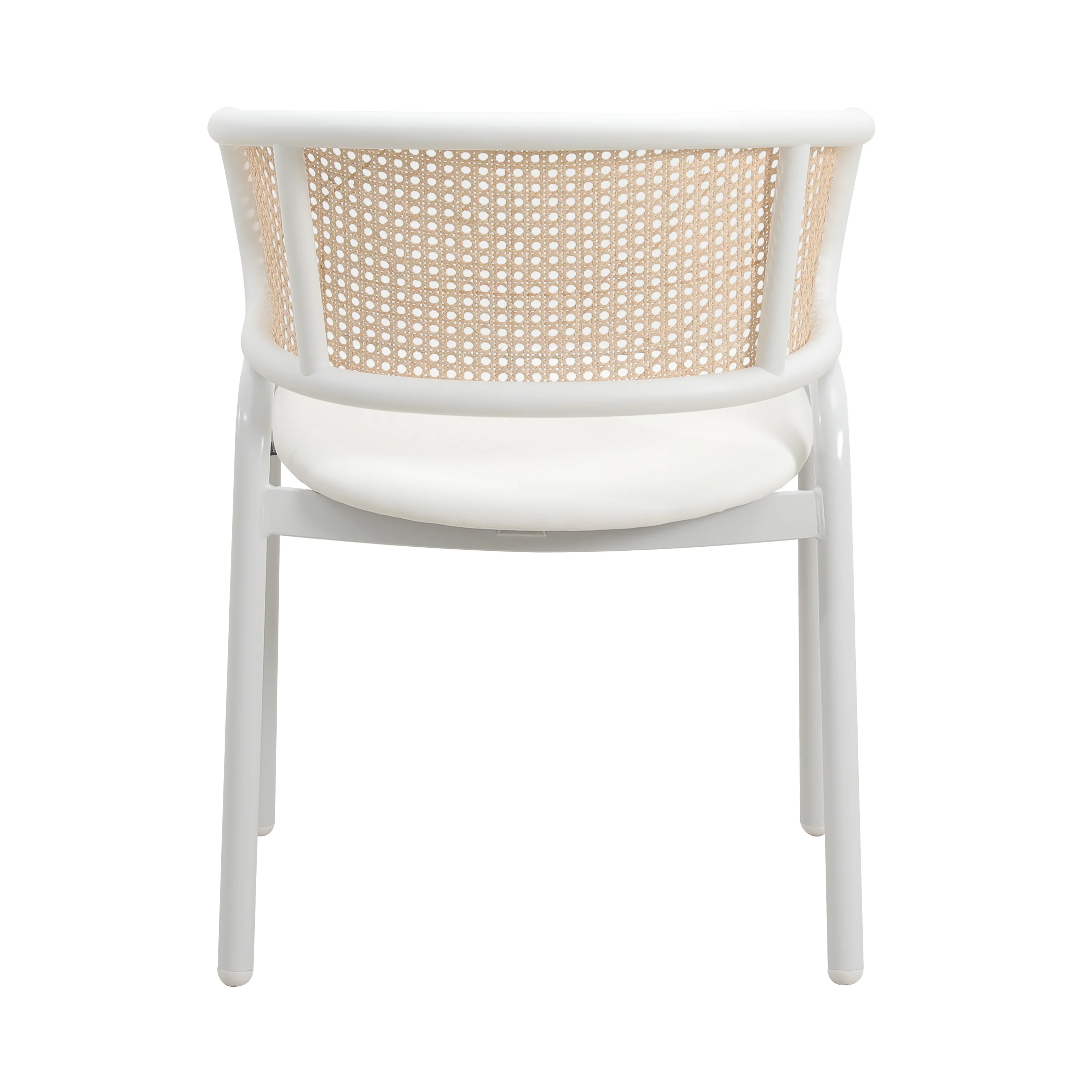 Ervilla Modern Dining Chair with White Powder Coated Steel Legs and Wicker Back, Set of 4