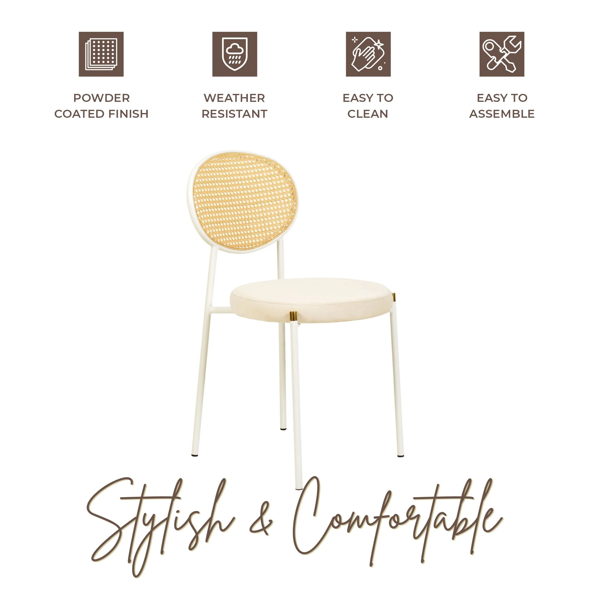 Euston Collection Modern Dining Chair White Frame In Beige