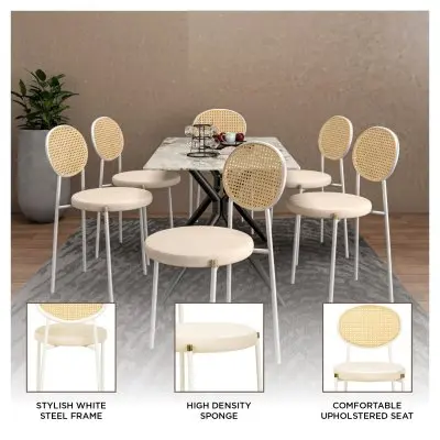 Euston Collection Modern Dining Chair White Frame In Beige