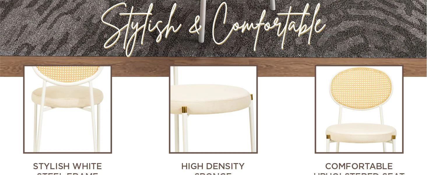 Euston Collection Modern Dining Chair White Frame In Beige - Set of 4