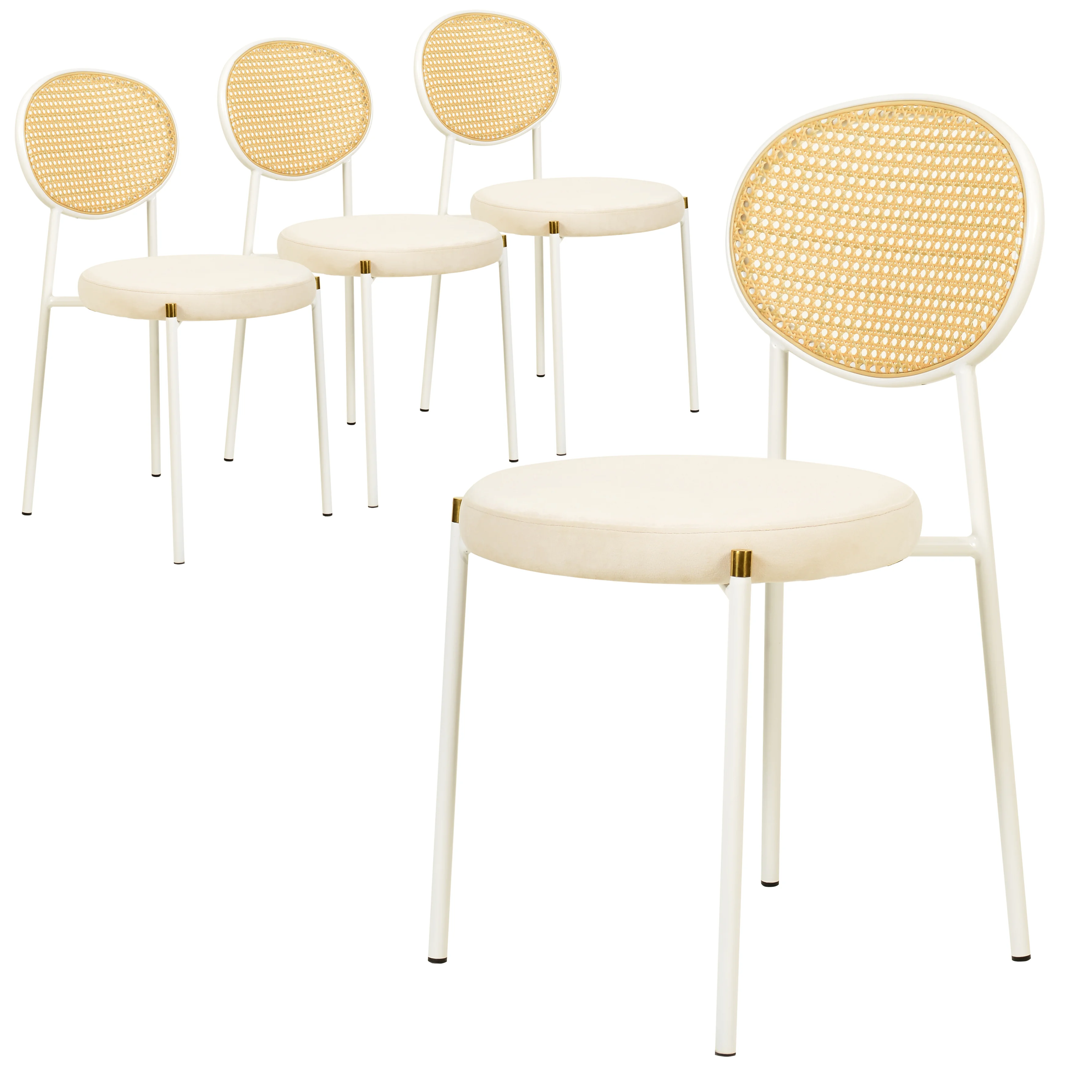 Euston Collection Modern Dining Chair White Frame In Beige - Set of 4