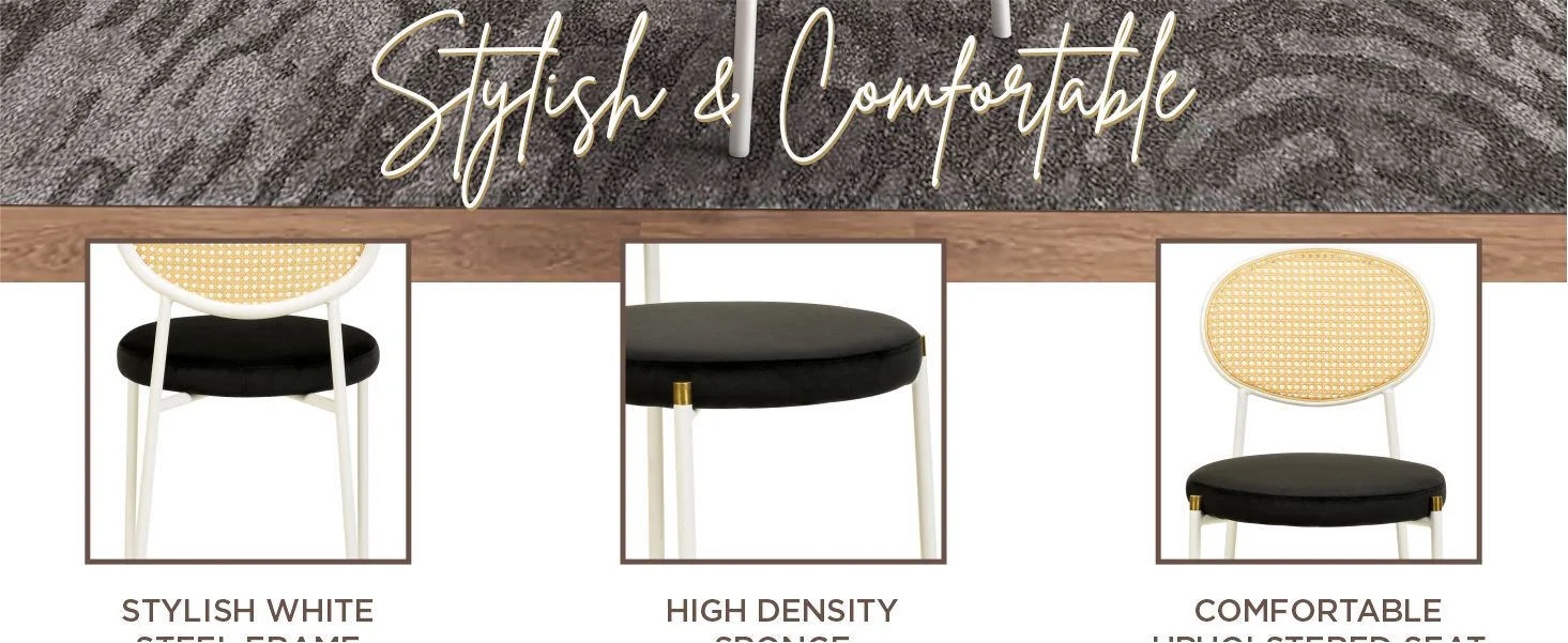 Euston Collection Modern Dining Chair White Frame In black