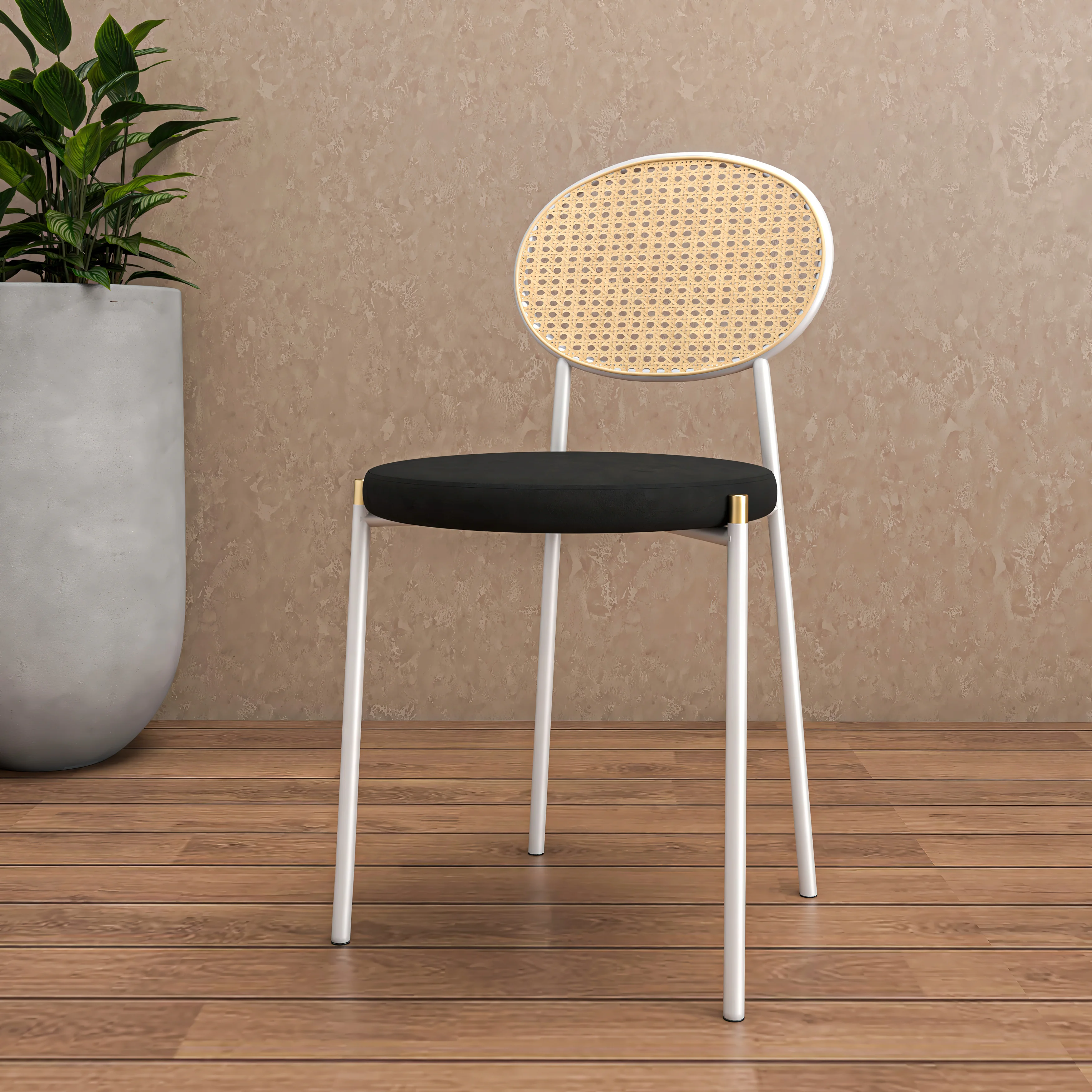 Euston Collection Modern Dining Chair White Frame In black