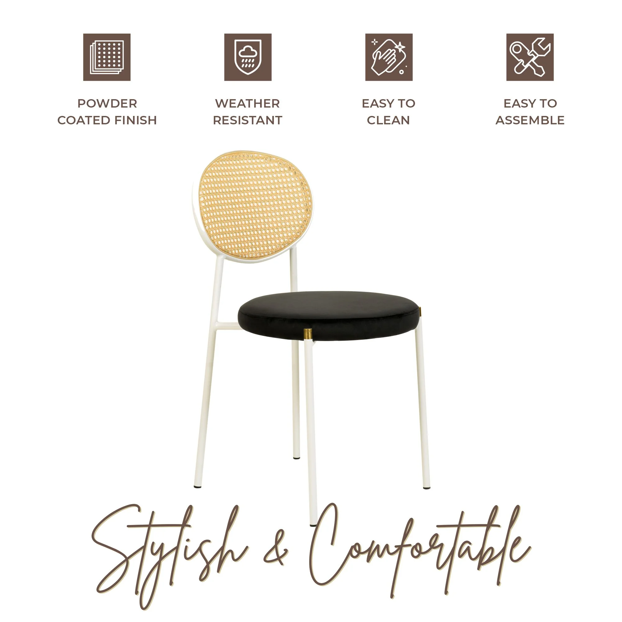 Euston Collection Modern Dining Chair White Frame In black