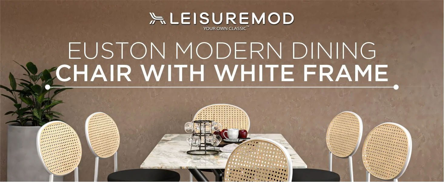 Euston Collection Modern Dining Chair White Frame In black - Set of 2