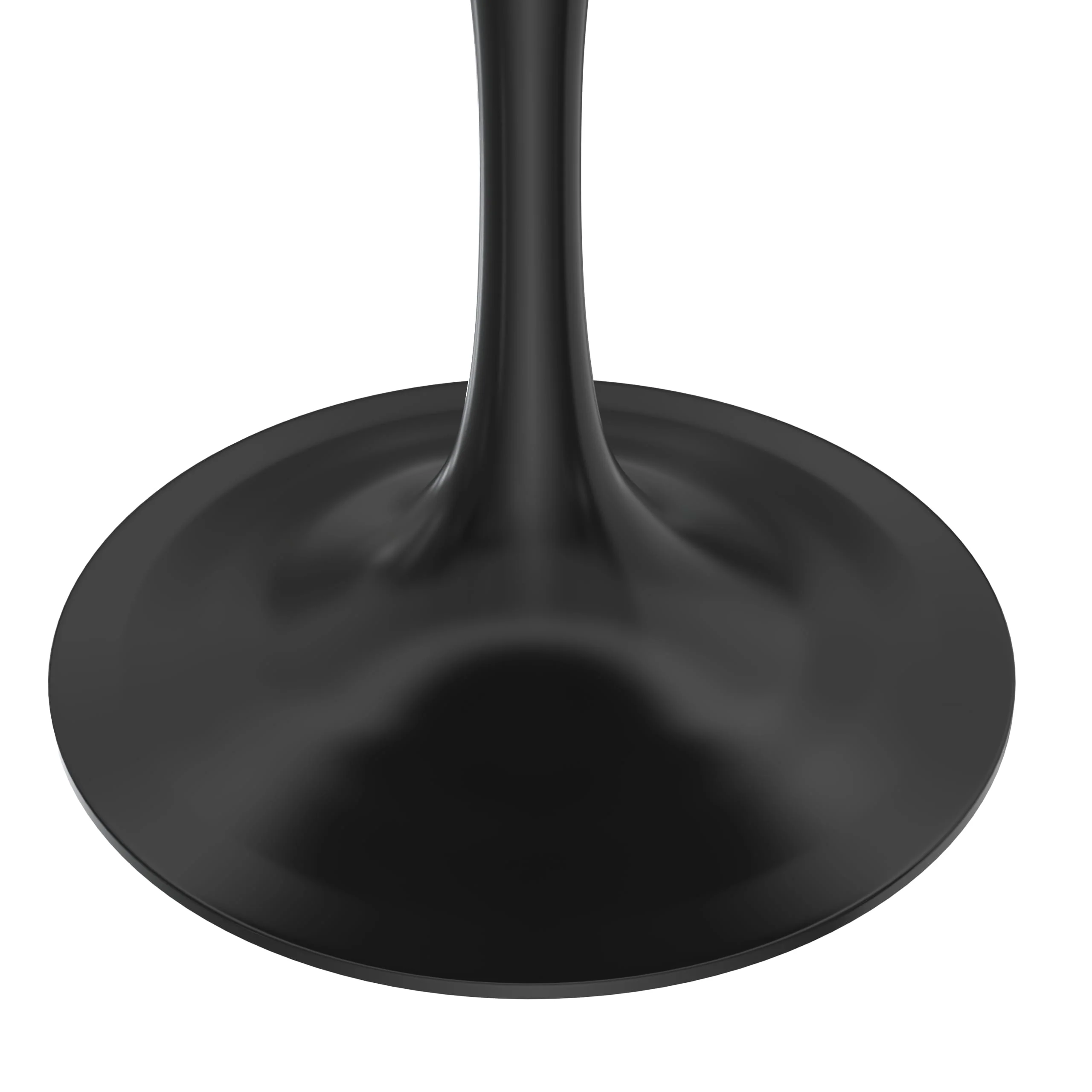 5-Piece Dining Set with 36" Round Dining Table Black Sintered Stone Top and Black Pedestal with 4 Velvet Dining Chairs in White Steel Legs in Black