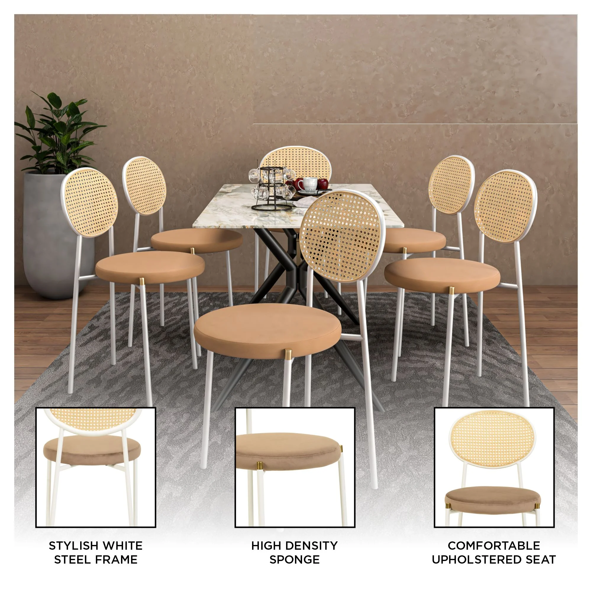 Euston Collection Modern Dining Chair White Frame In Brown