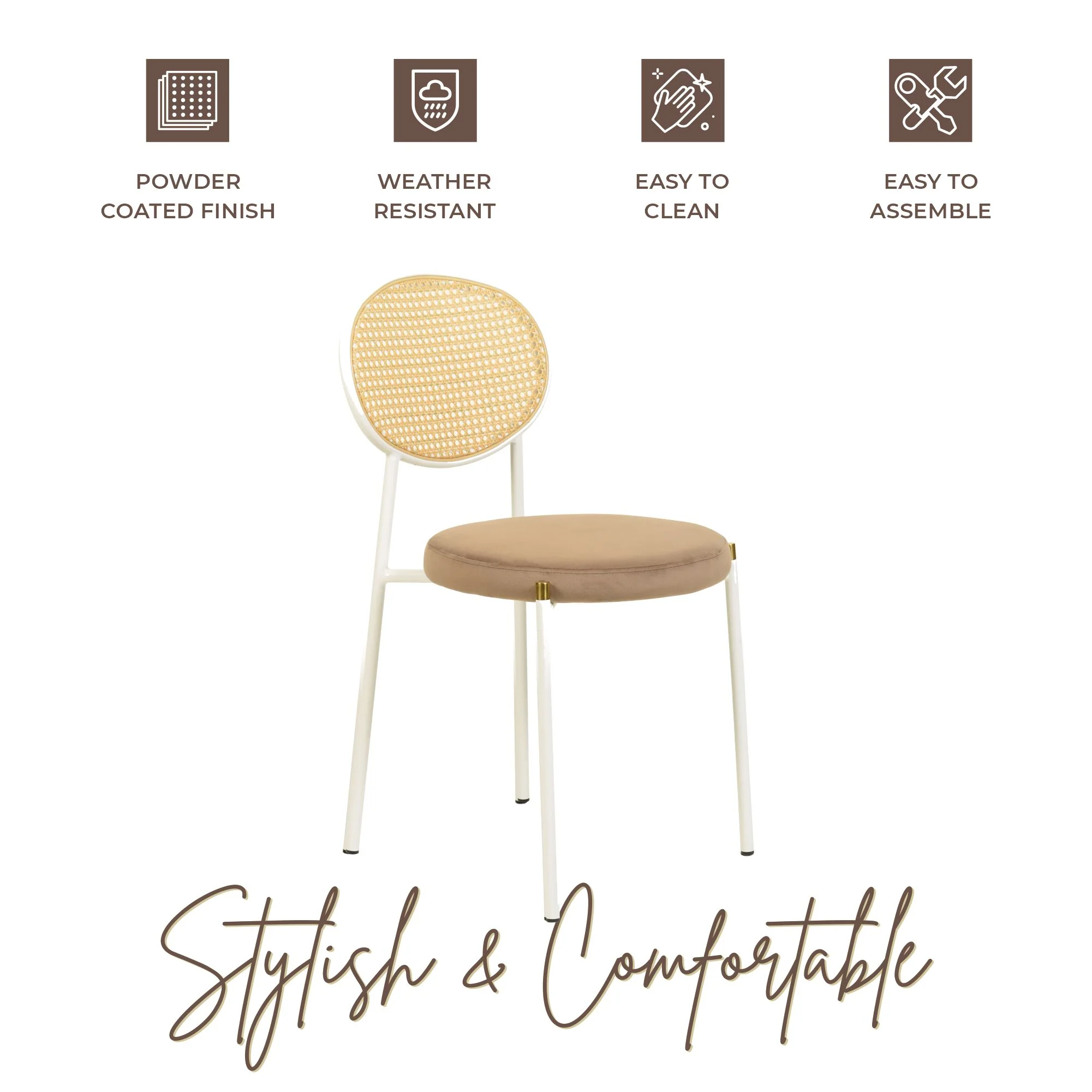 Euston Collection Modern Dining Chair White Frame In Brown - Set of 2